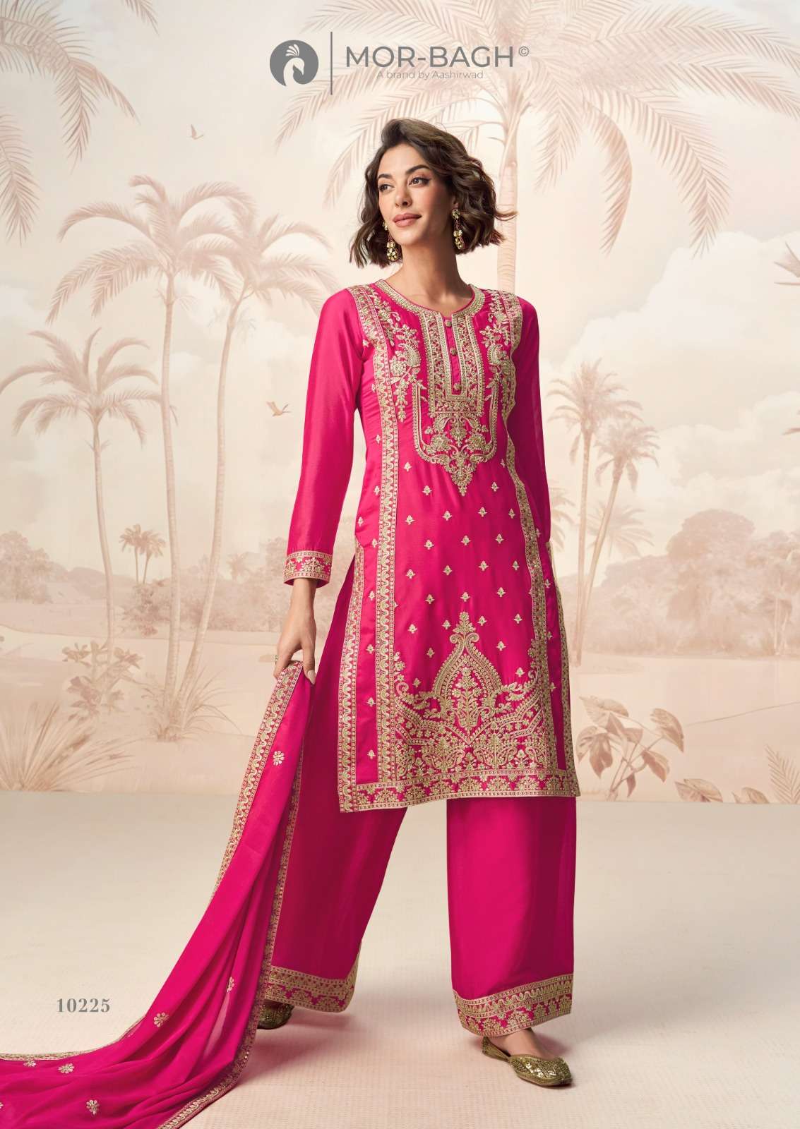 POORVA BY AASHIRWAD CREATION IN PREMIUM CHINON SILK WITH FULL EMBROIDERY WORK 