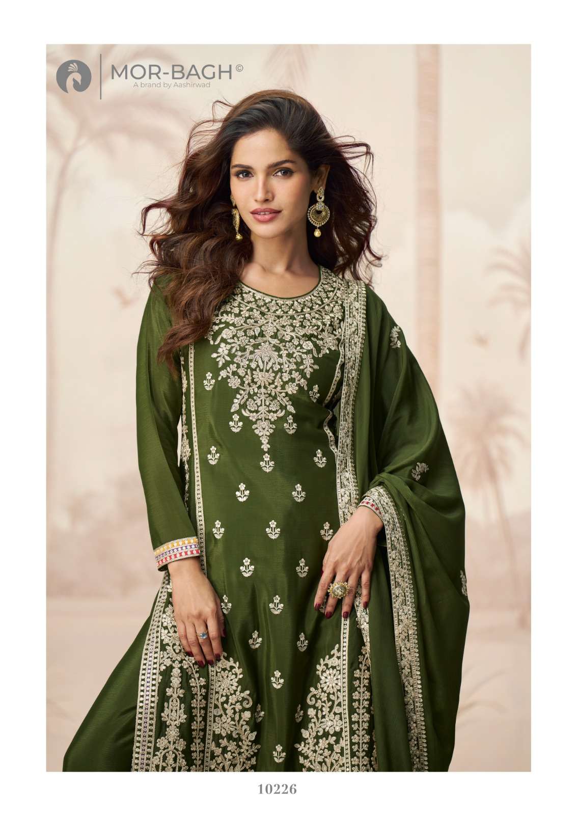 POORVA BY AASHIRWAD CREATION IN PREMIUM CHINON SILK WITH FULL EMBROIDERY WORK 