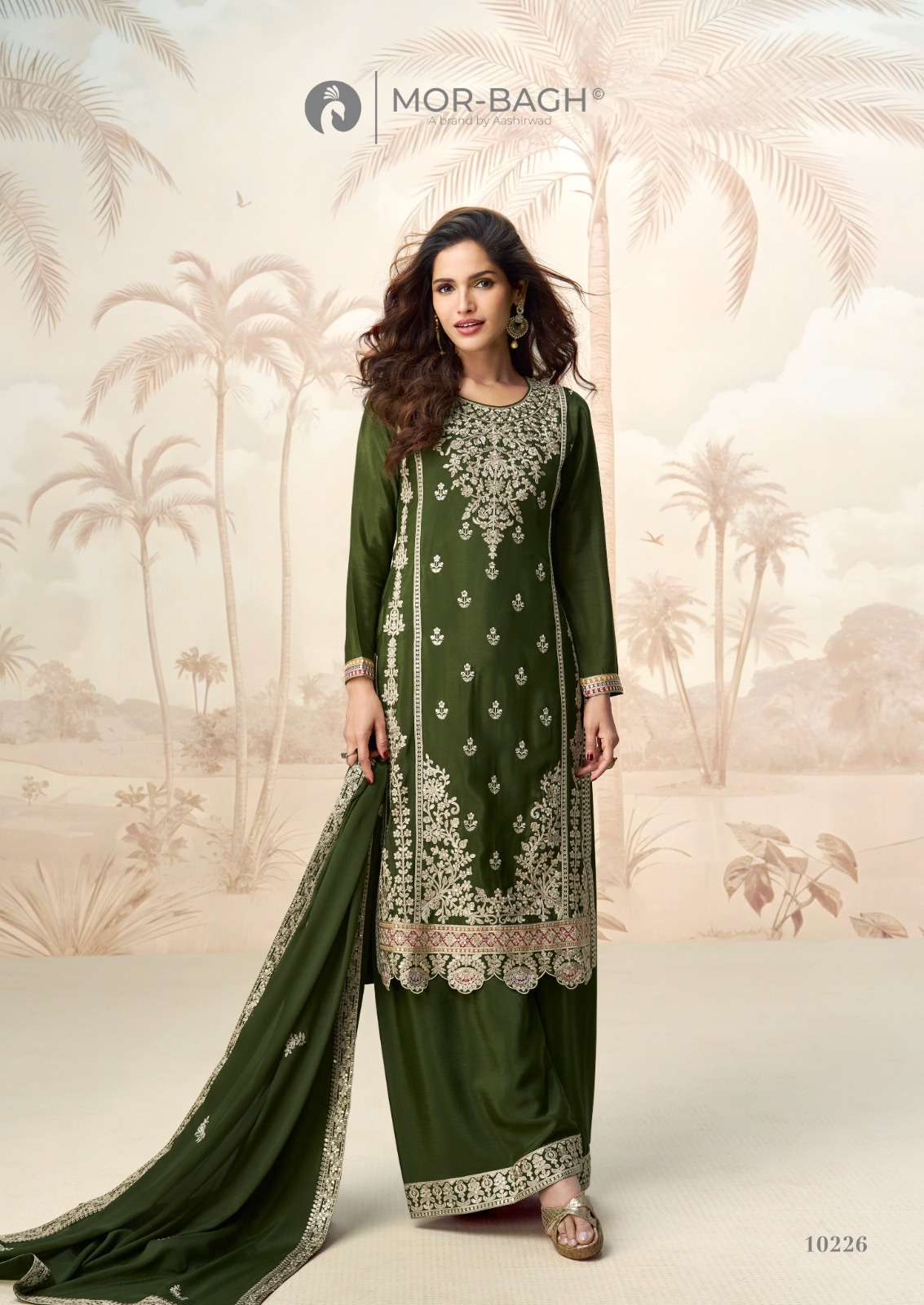 POORVA BY AASHIRWAD CREATION IN PREMIUM CHINON SILK WITH FULL EMBROIDERY WORK 