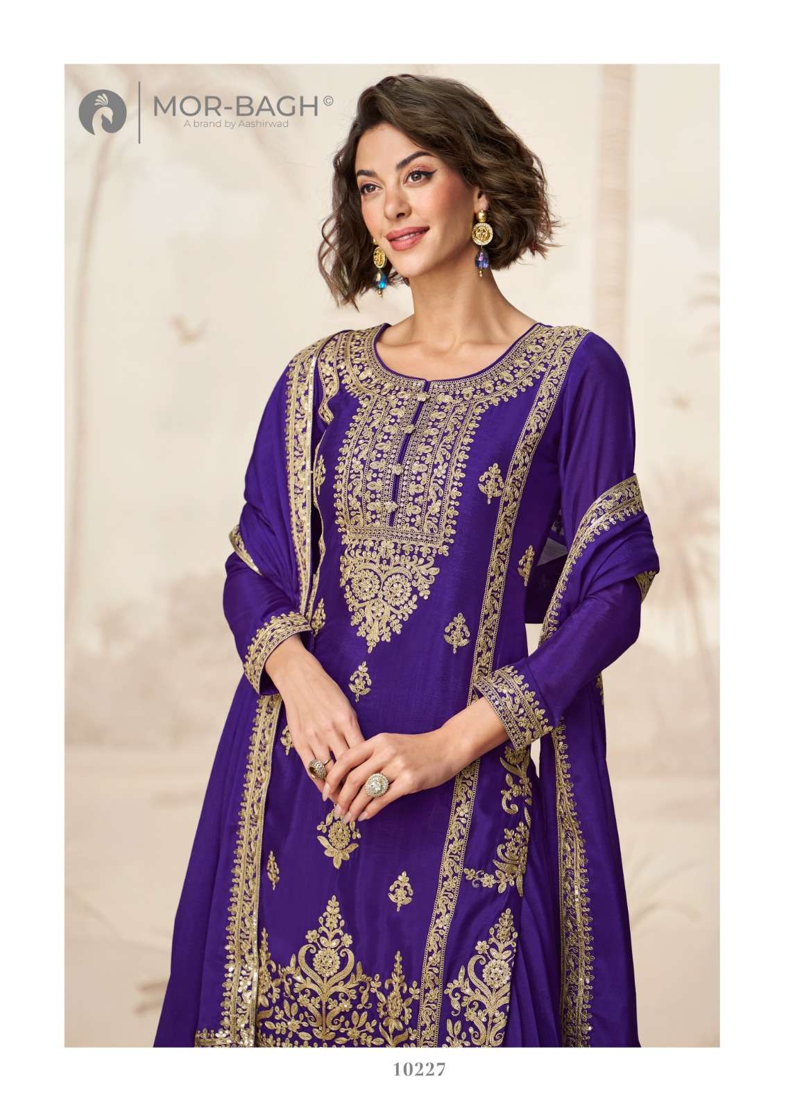 POORVA BY AASHIRWAD CREATION IN PREMIUM CHINON SILK WITH FULL EMBROIDERY WORK 