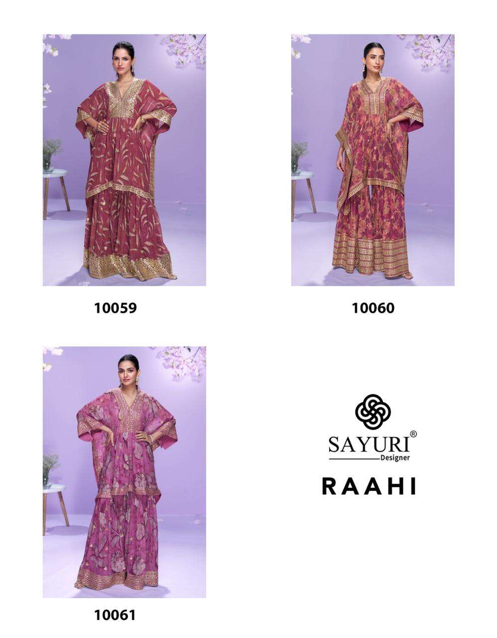 RAAHI BY SAYURI DESIGNER IN PREMIUM REAL GEROGETTE KAFTAN WITH EMBROIDERED WORK 