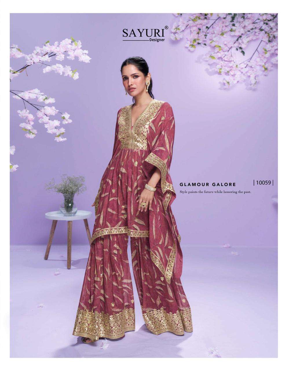 RAAHI BY SAYURI DESIGNER IN PREMIUM REAL GEROGETTE KAFTAN WITH EMBROIDERED WORK 