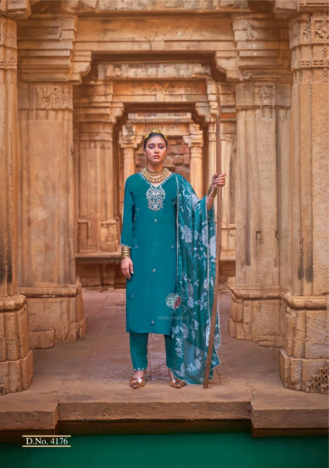 RAJ KOTHI BY ANJU FABRICS IN PURE NATURAL CREPE KURTI PANT WITH CHINNON DIGITAL PRINT DUPATTA 