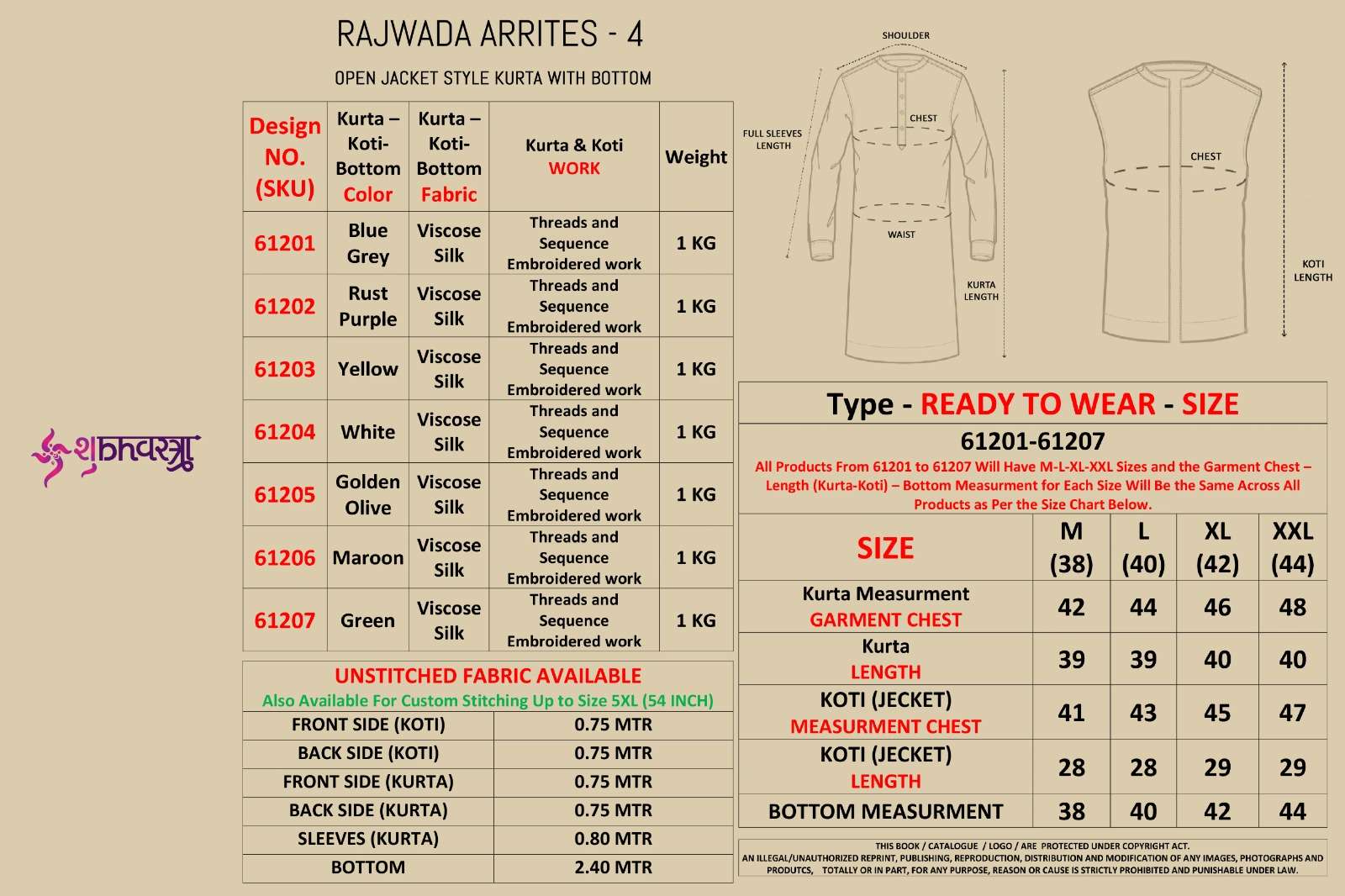 RAJWADA ATTIRE-4 BY SHUBHVASTRA NEW KURTA COLLOCTION WITH OPEN JACKET STYLE 