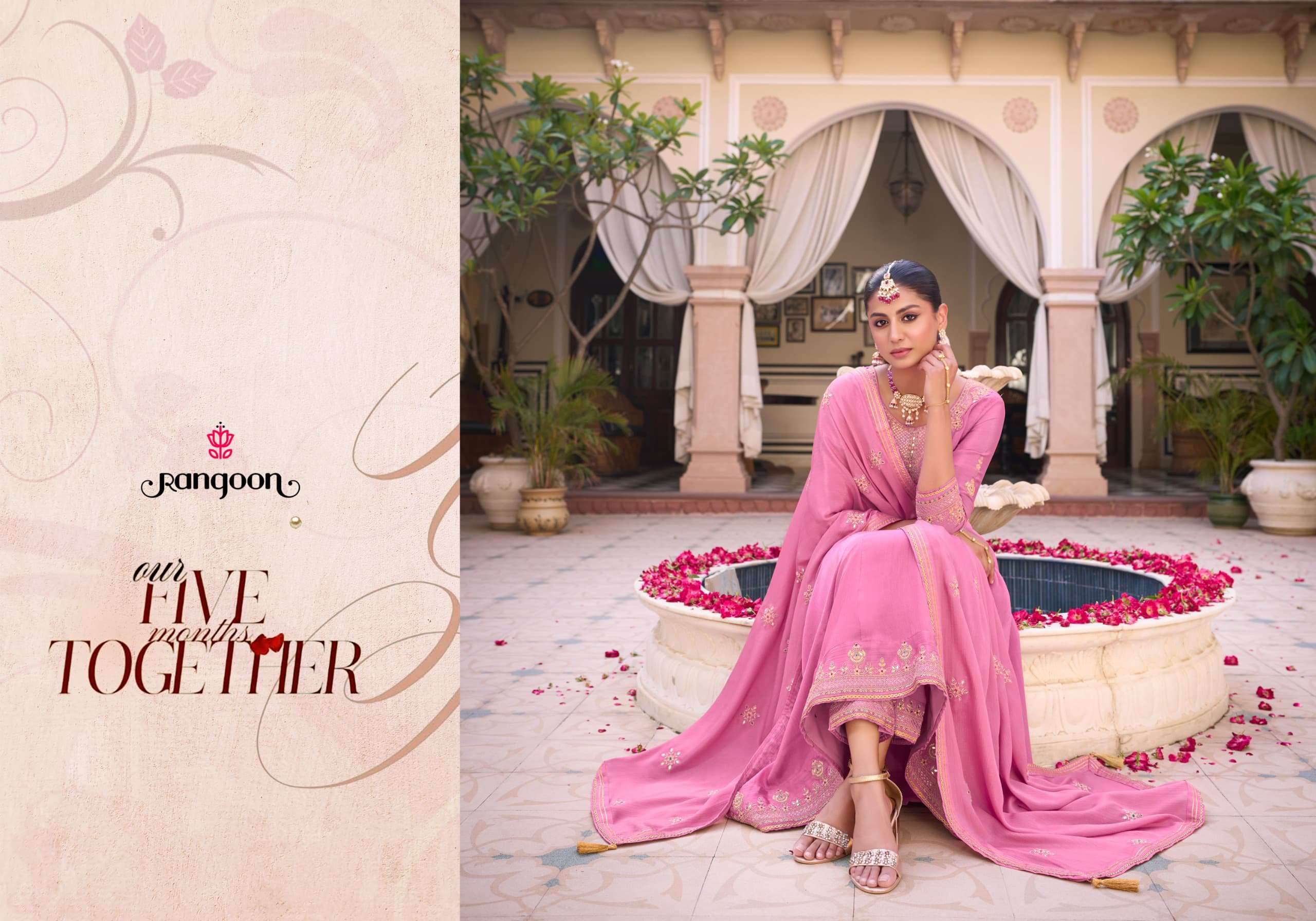 RAKSHA BY RANGOON IN PURE SILK WITH EMBROIDERY CODE WORK ANARKALI STYLE 