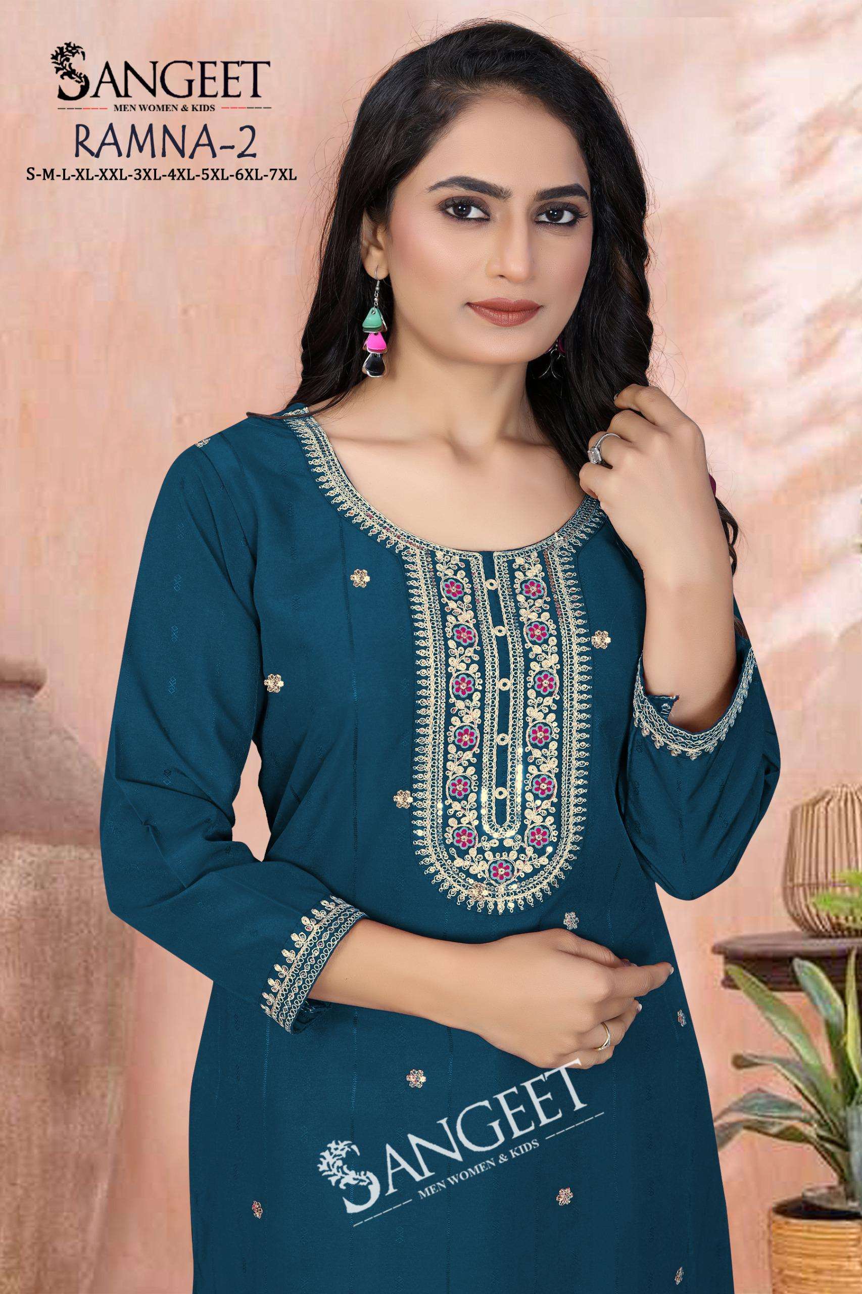 RAMNA-2 BY SANGEET IN HEAVY RAYON BOMBAY PATTERN WITH CODDING EMBROIDERY