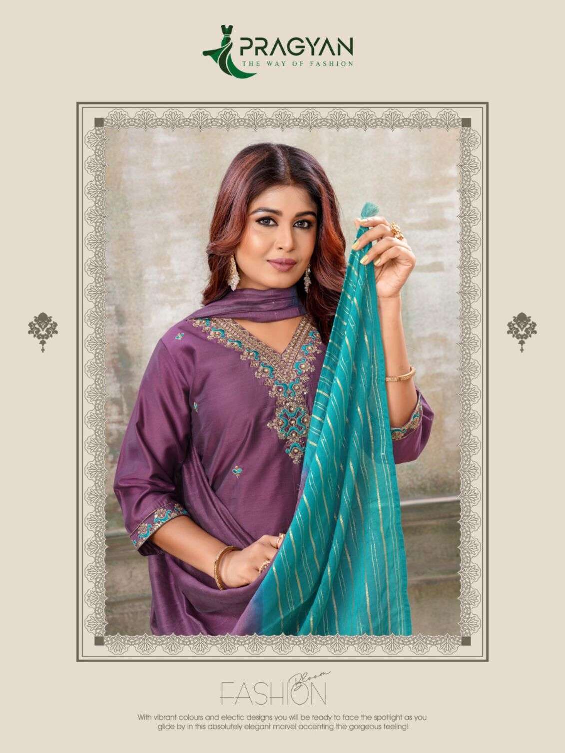 RESHAM VOL-1 BY PRAGYAN IN HEAVY CHANDERI FABRIC WITH FANCY EMBROIDERY WORK STREGHT CUT TOP