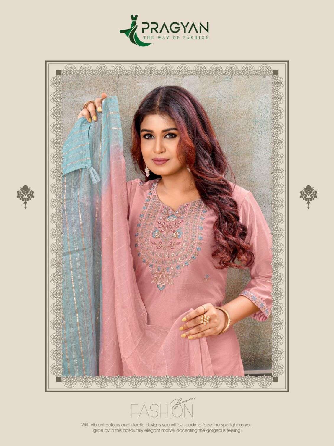 RESHAM VOL-1 BY PRAGYAN IN HEAVY CHANDERI FABRIC WITH FANCY EMBROIDERY WORK STREGHT CUT TOP