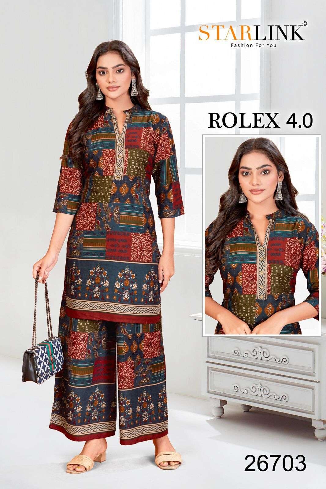 ROLEX 4.0 BY STARLINK IN RAYON DESIGNER PRINT NEW CO-ORD SET 