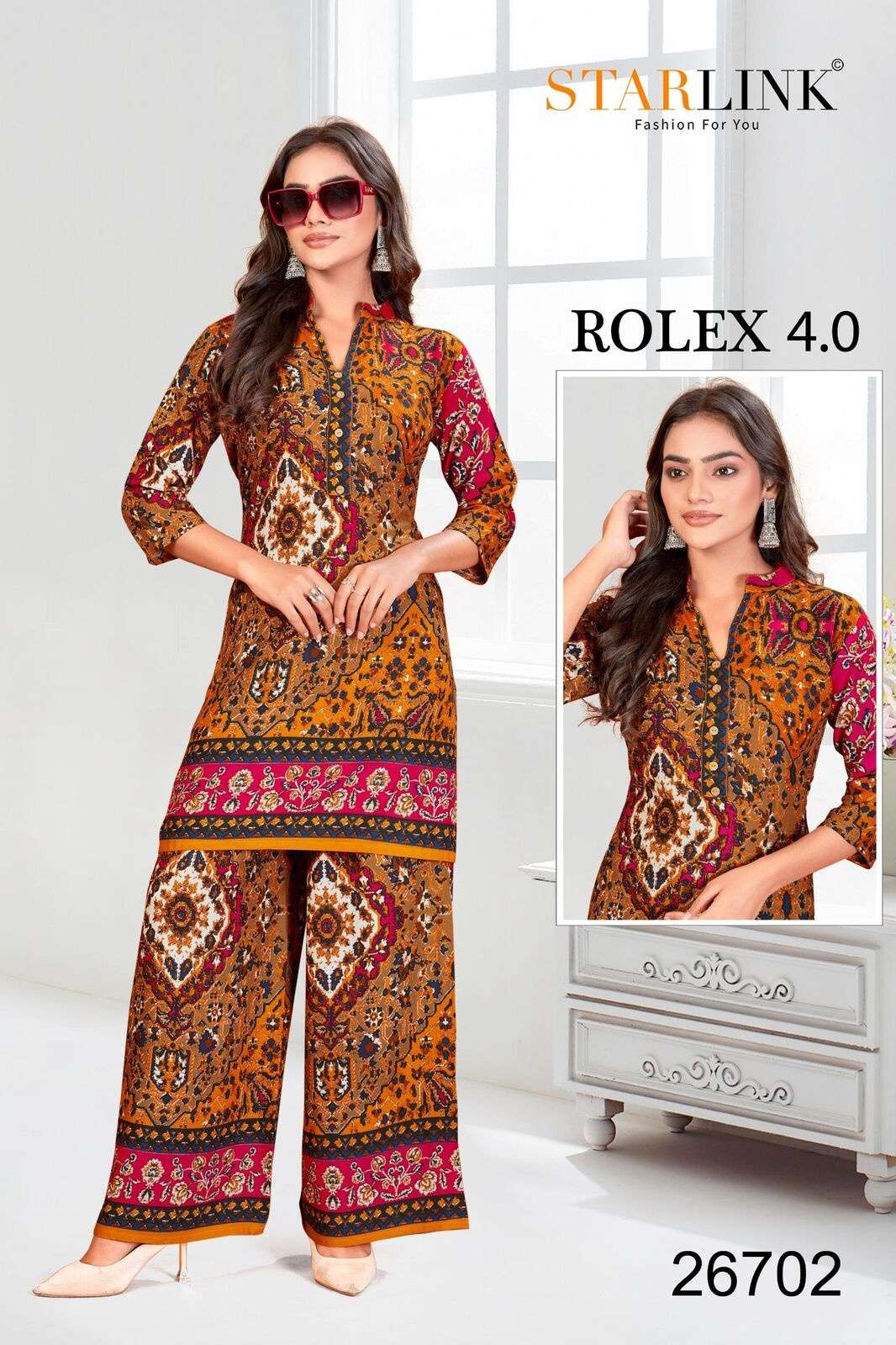 ROLEX 4.0 BY STARLINK IN RAYON DESIGNER PRINT NEW CO-ORD SET 