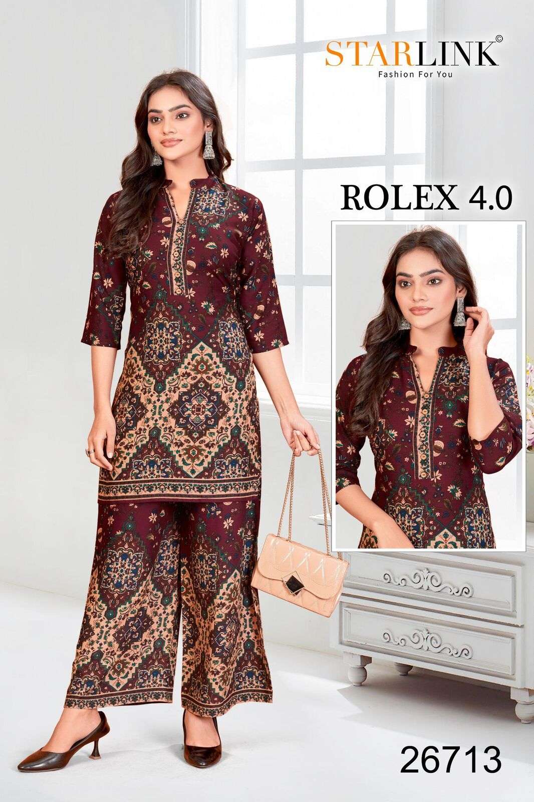 ROLEX 4.0 BY STARLINK IN RAYON DESIGNER PRINT NEW CO-ORD SET 