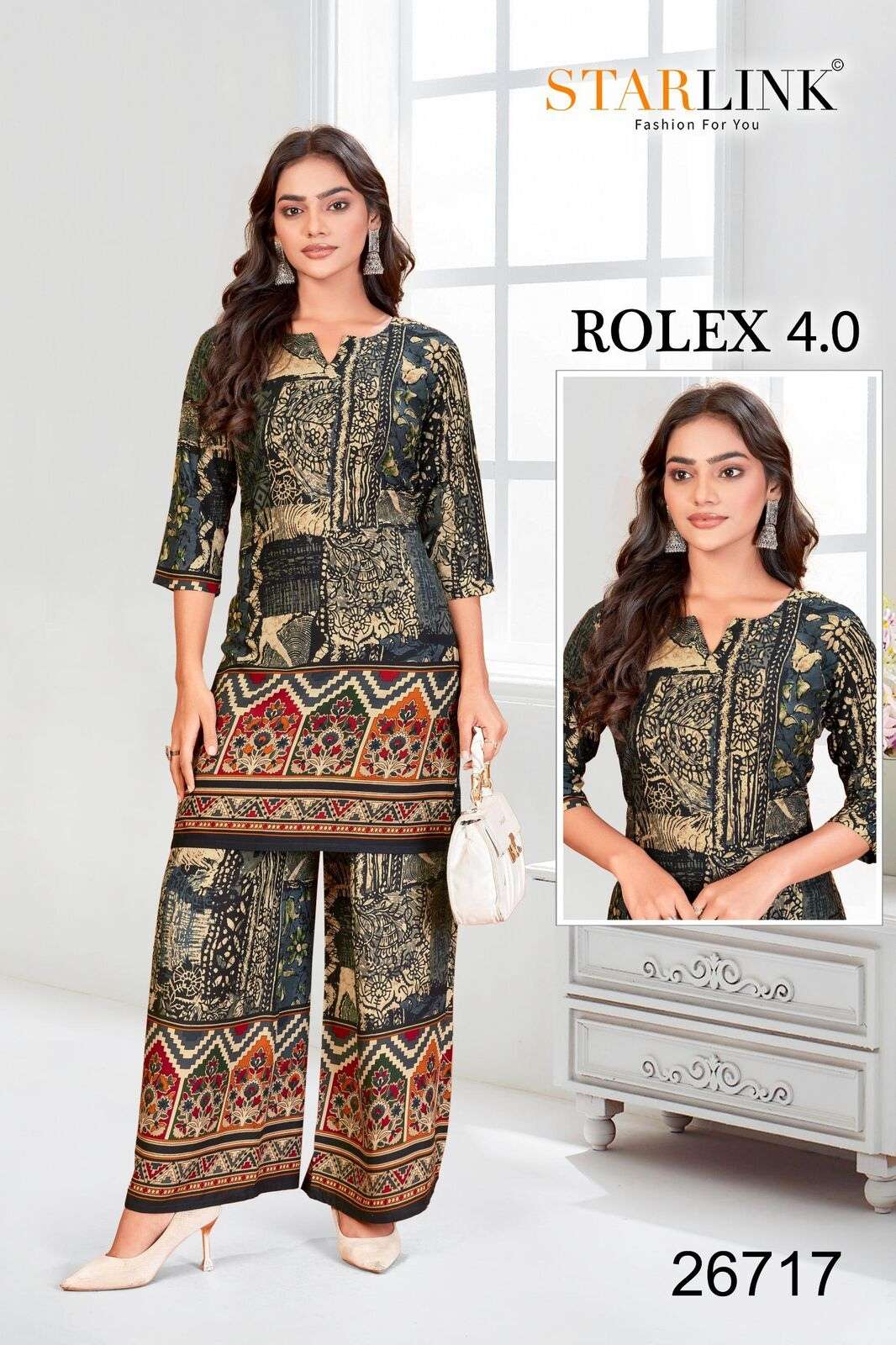 ROLEX 4.0 BY STARLINK IN RAYON DESIGNER PRINT NEW CO-ORD SET 
