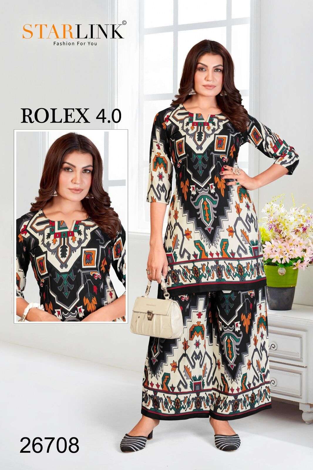 ROLEX 4.0 BY STARLINK IN RAYON DESIGNER PRINT NEW CO-ORD SET 