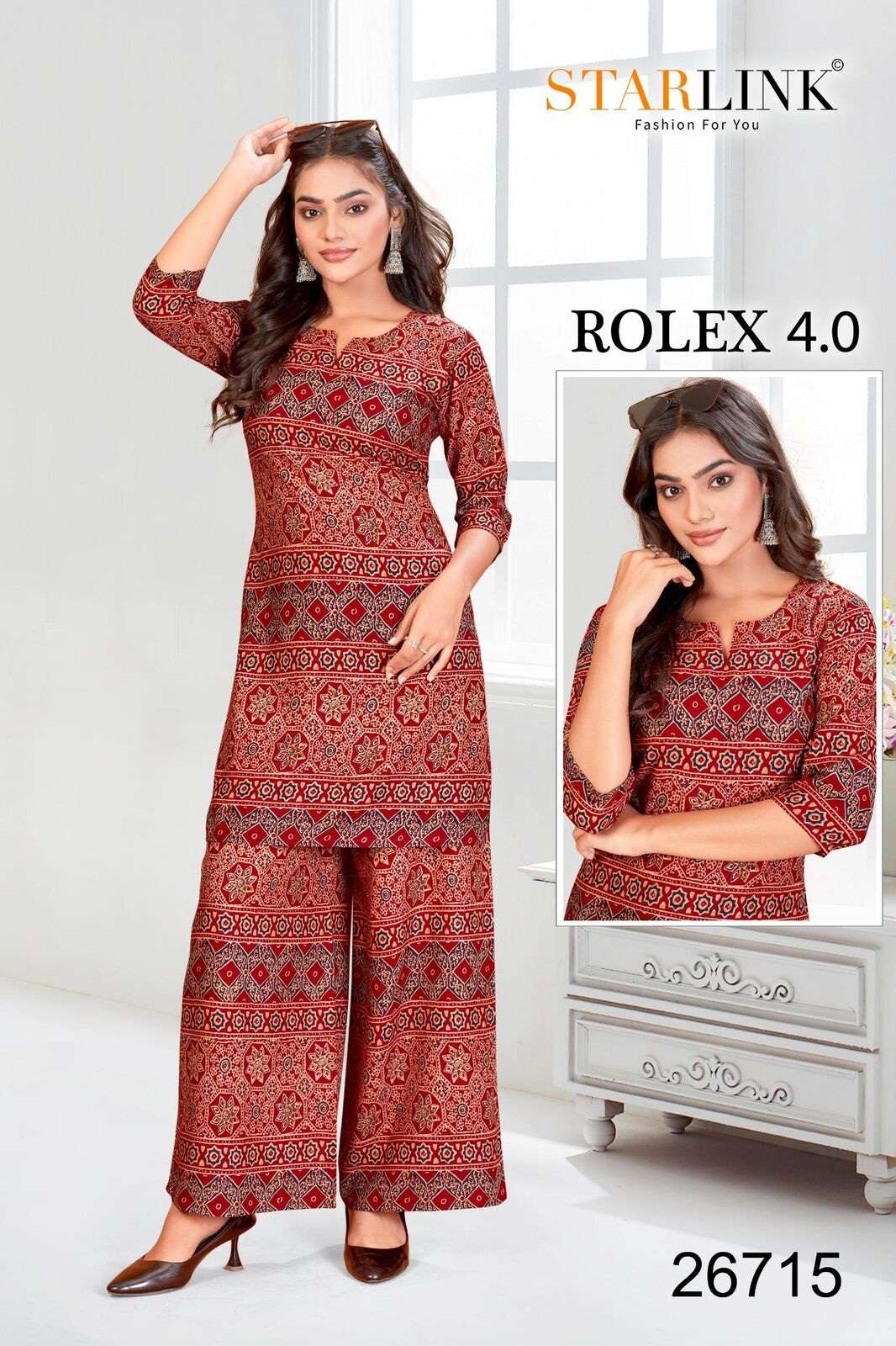 ROLEX 4.0 BY STARLINK IN RAYON DESIGNER PRINT NEW CO-ORD SET 
