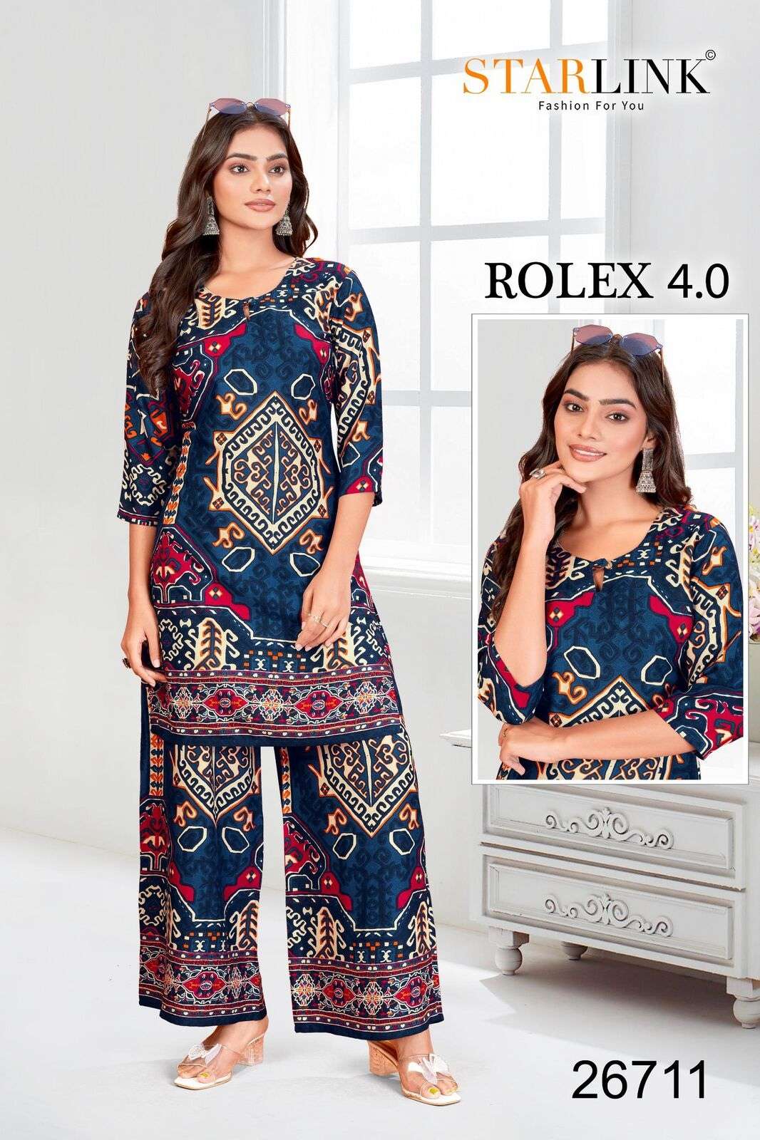 ROLEX 4.0 BY STARLINK IN RAYON DESIGNER PRINT NEW CO-ORD SET 