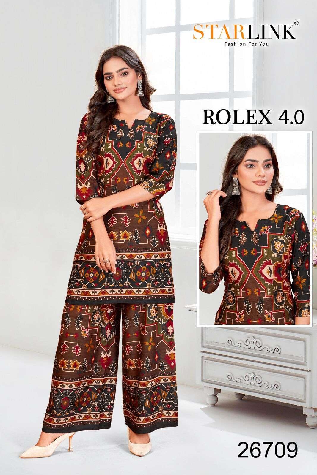 ROLEX 4.0 BY STARLINK IN RAYON DESIGNER PRINT NEW CO-ORD SET 