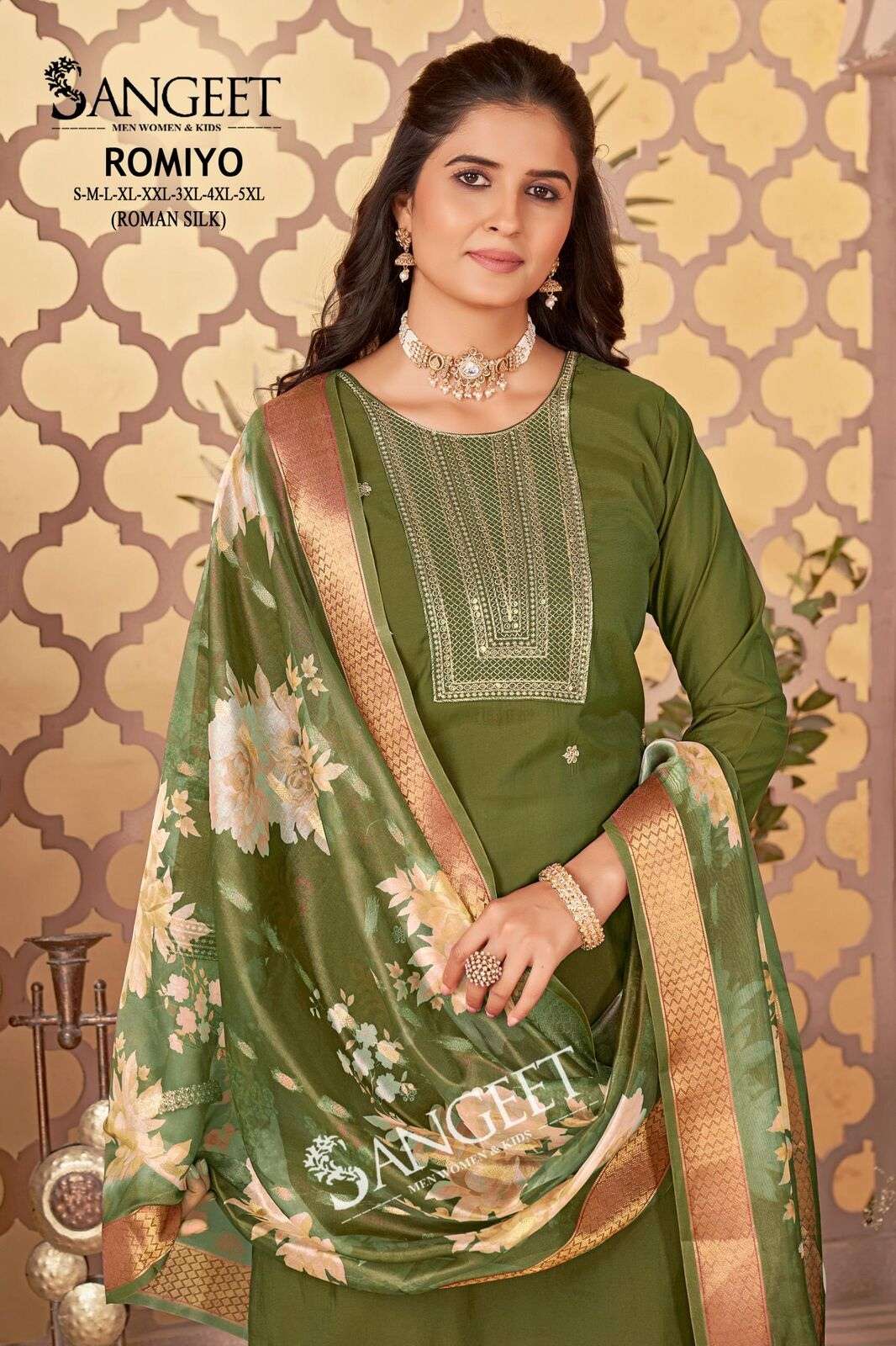 ROMIYO BY SANGEET IN ROMAN SILK WITH FULL EMBROIDERY SEQUENCE WORK 