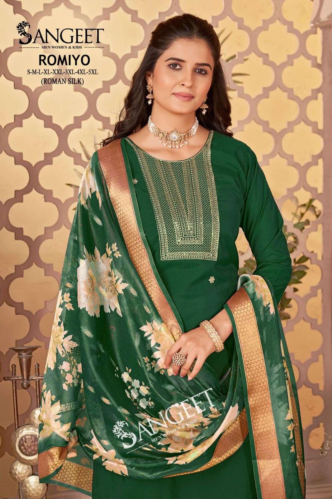 ROMIYO BY SANGEET IN ROMAN SILK WITH FULL EMBROIDERY SEQUENCE WORK 