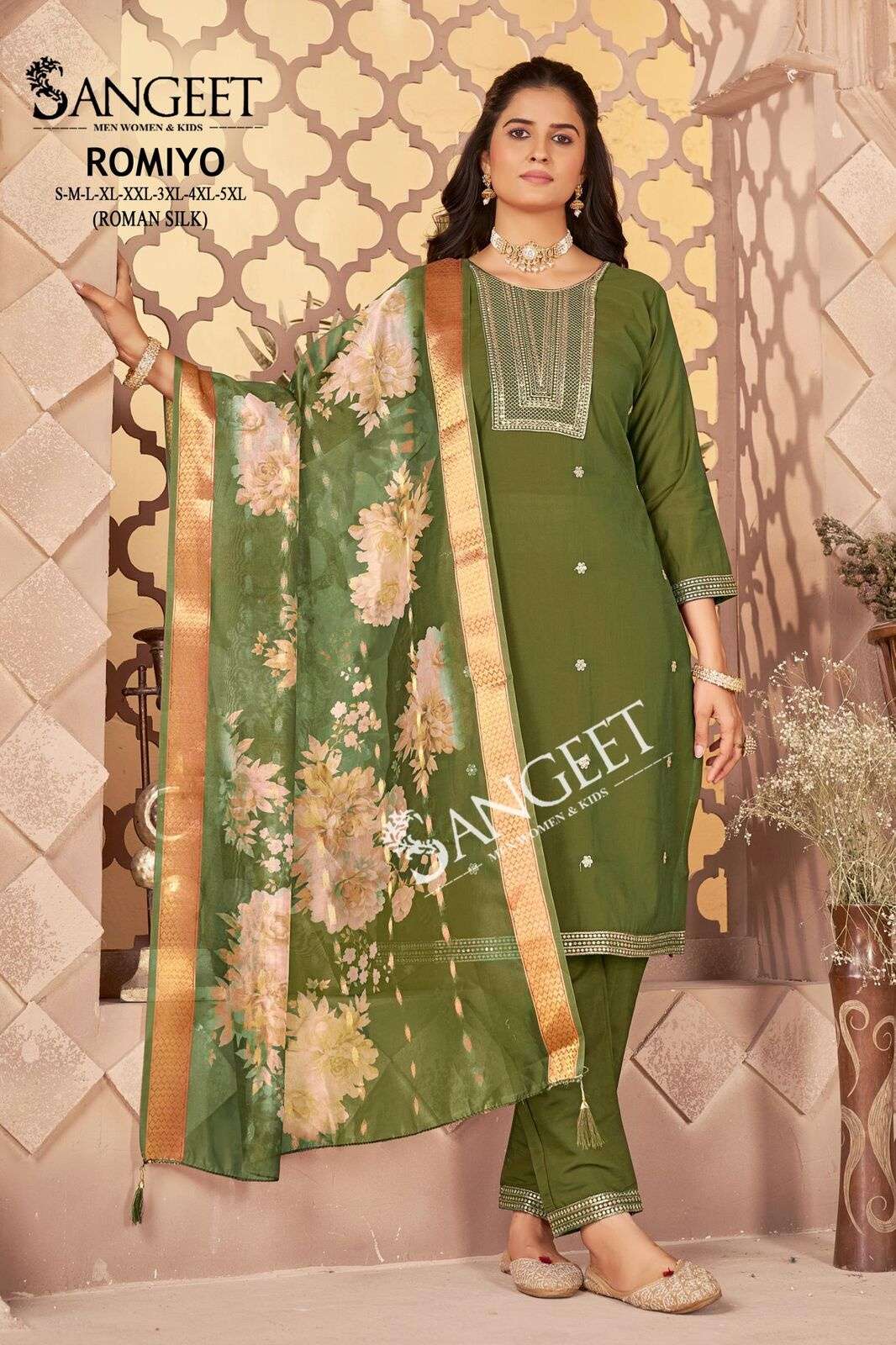 ROMIYO BY SANGEET IN ROMAN SILK WITH FULL EMBROIDERY SEQUENCE WORK 
