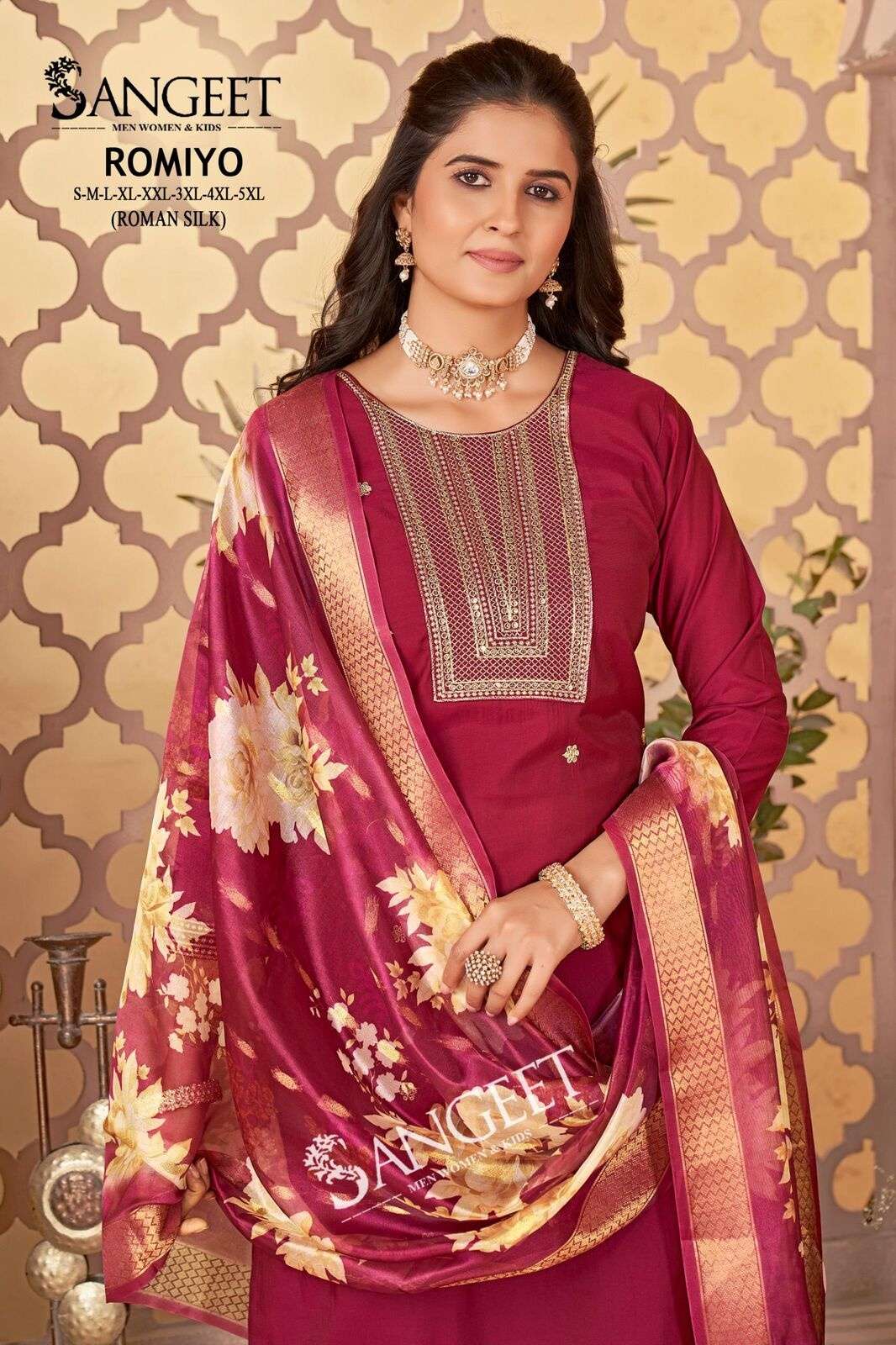 ROMIYO BY SANGEET IN ROMAN SILK WITH FULL EMBROIDERY SEQUENCE WORK 