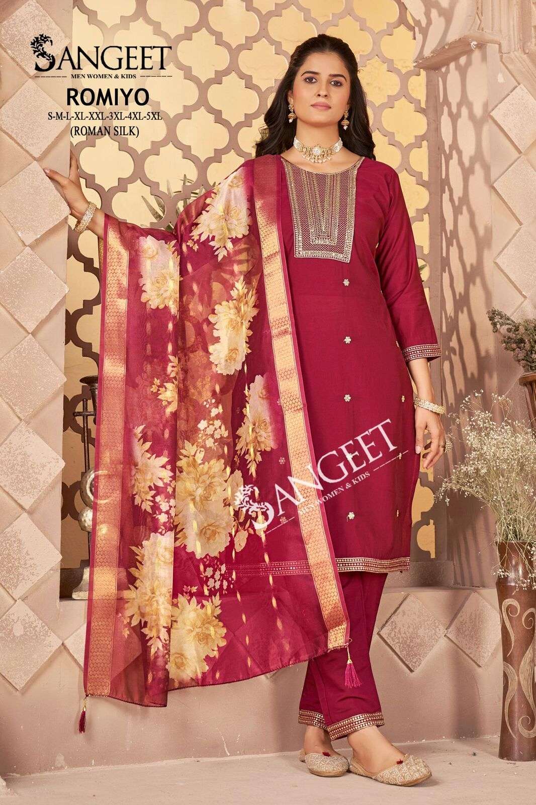ROMIYO BY SANGEET IN ROMAN SILK WITH FULL EMBROIDERY SEQUENCE WORK 