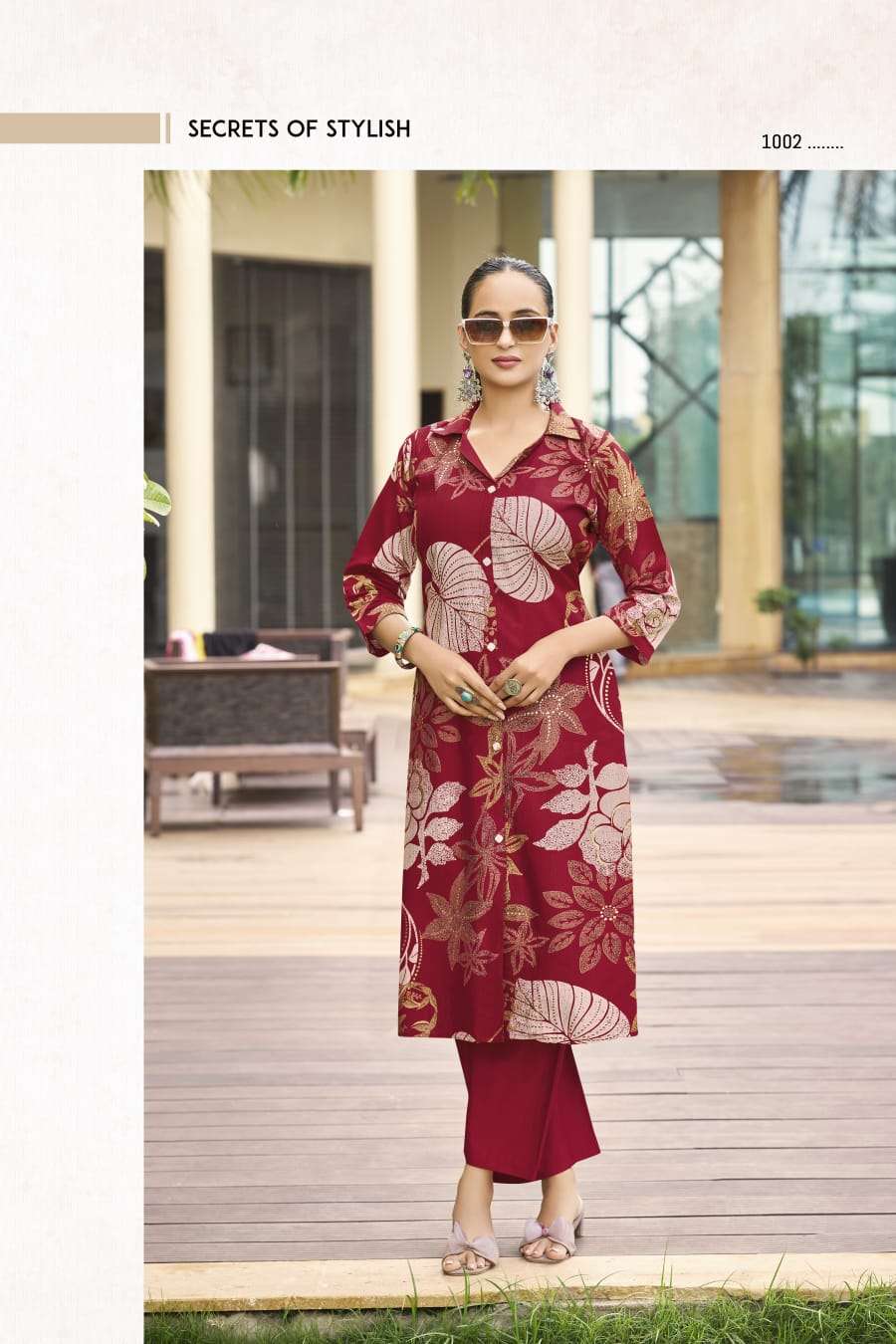 ROSY BY OSSM IN VETICAN DISCHARGE PRINT A LINE KURTI PANT WITH POCKET 