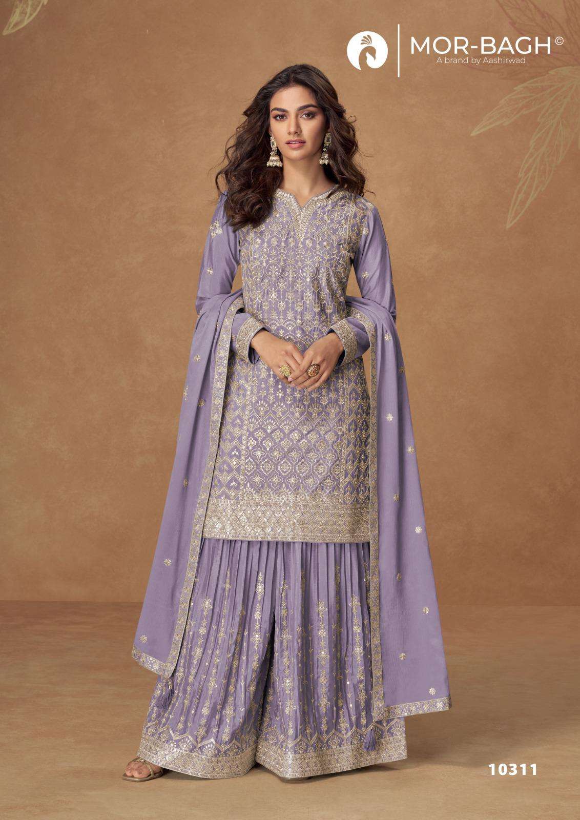 RUSHIKA BY AASHIRWAD CREATION IN PREMIUM CHINON SILK WITH HEAVY EMBROIDERY WORK 