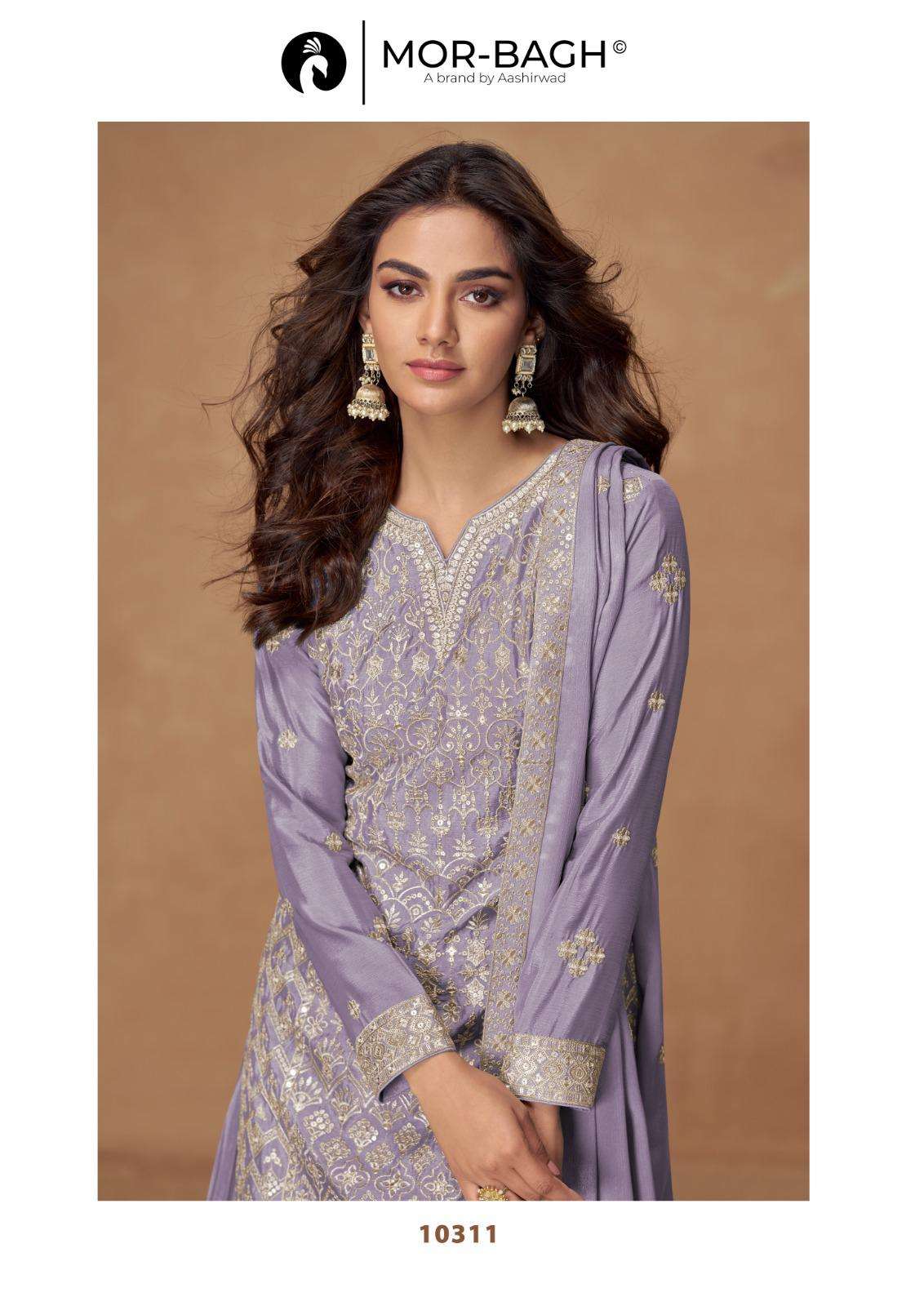 RUSHIKA BY AASHIRWAD CREATION IN PREMIUM CHINON SILK WITH HEAVY EMBROIDERY WORK 