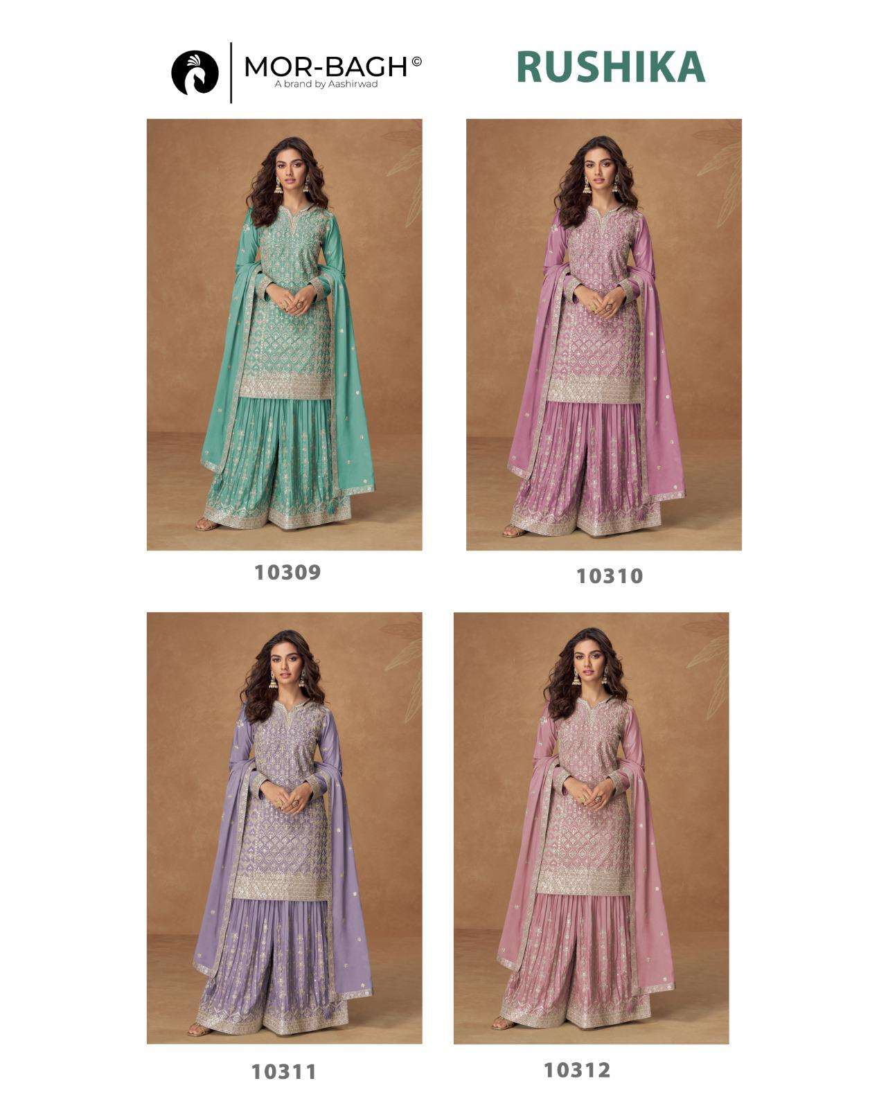 RUSHIKA BY AASHIRWAD CREATION IN PREMIUM CHINON SILK WITH HEAVY EMBROIDERY WORK 