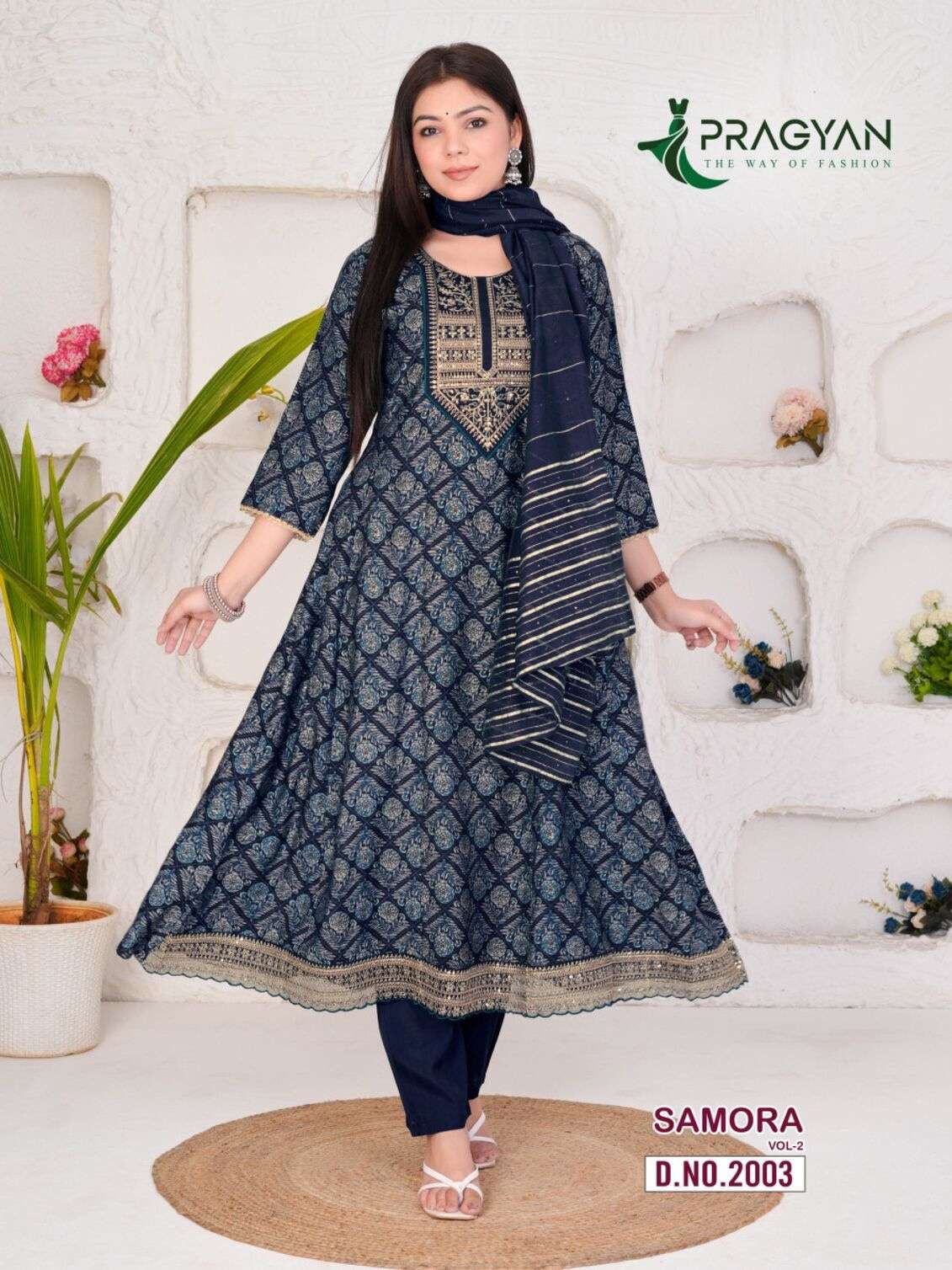 SAMORA VOL-2 BY PRAGYAN IN MODAL CHANDERI SILK WITH FANCY EMBROIDERY WORK ANARKALI TOP 