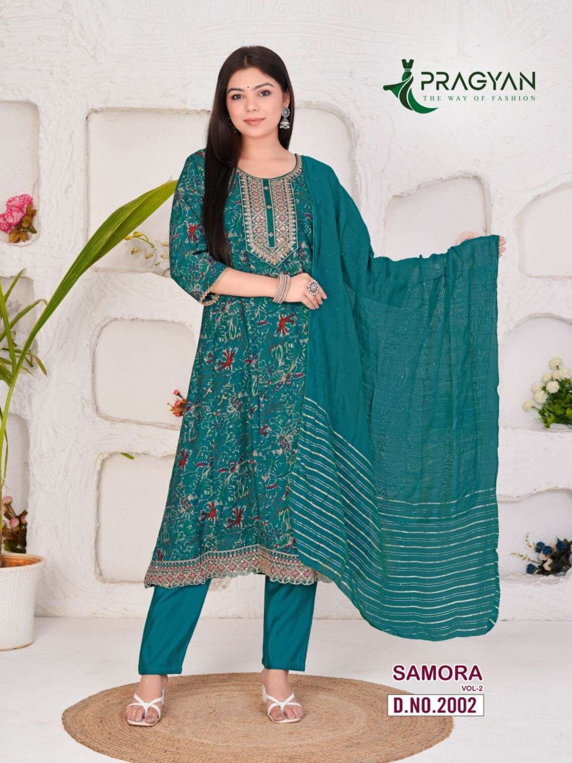 SAMORA VOL-2 BY PRAGYAN IN MODAL CHANDERI SILK WITH FANCY EMBROIDERY WORK ANARKALI TOP 