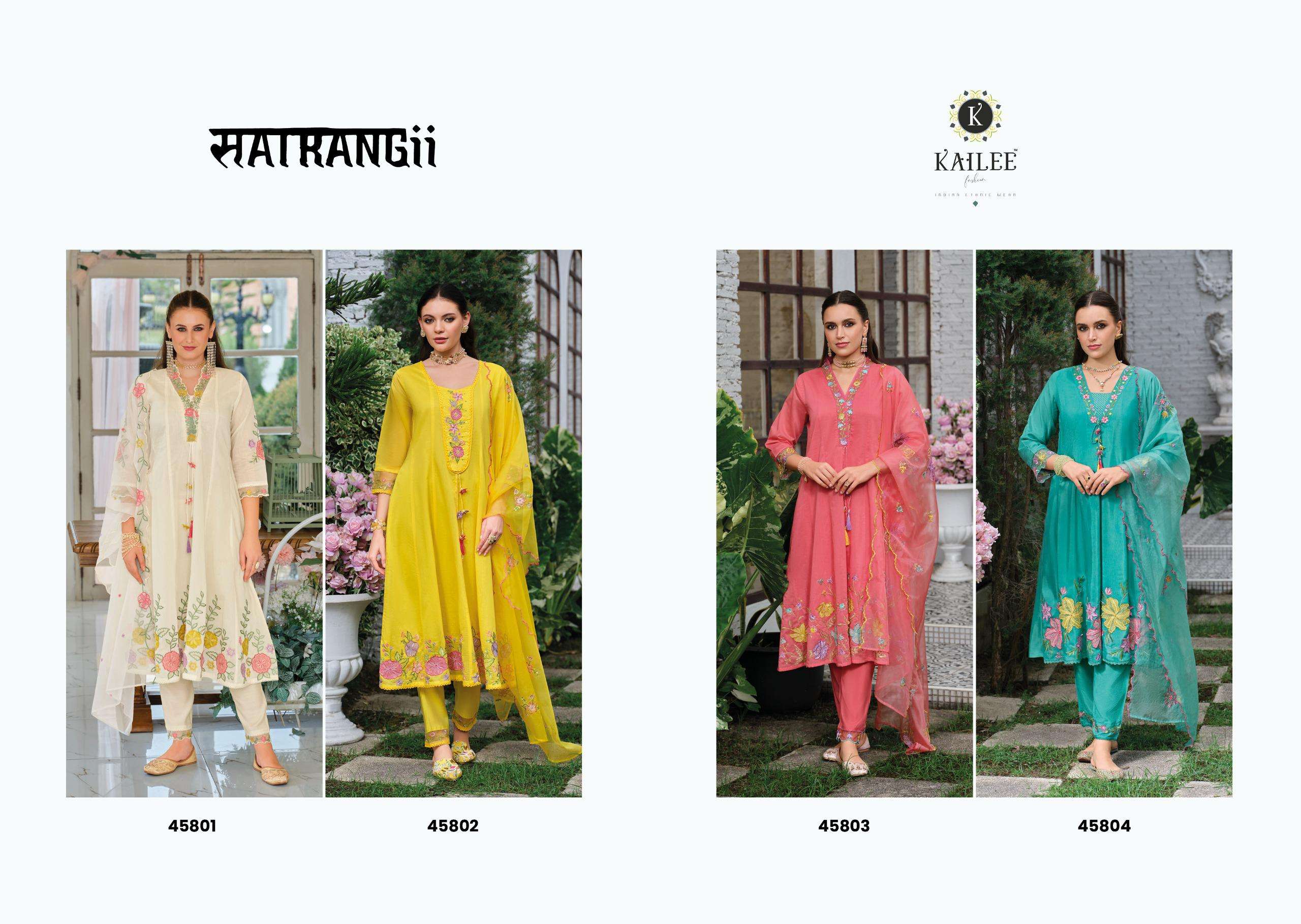 SATRANGI BY KAILEE FASHION IN PURE MUL CHANDERI FANCY FABRICS WITH THERD HAND WORK 