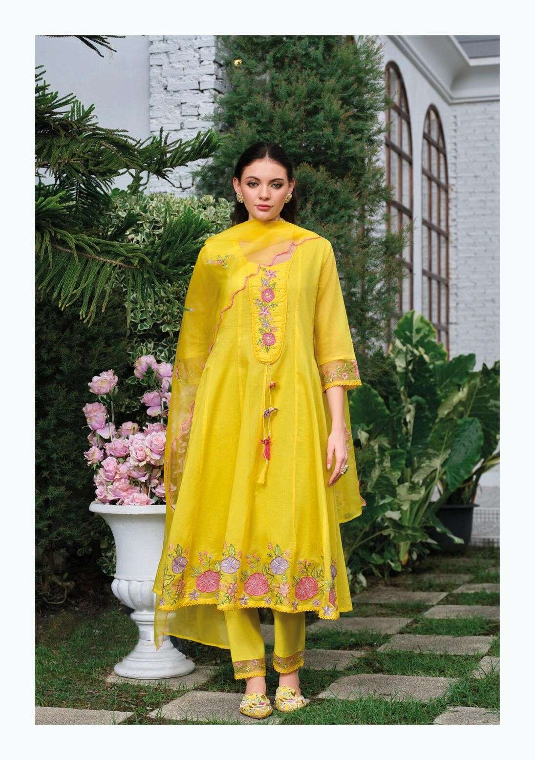 SATRANGI BY KAILEE FASHION IN PURE MUL CHANDERI FANCY FABRICS WITH THERD HAND WORK 