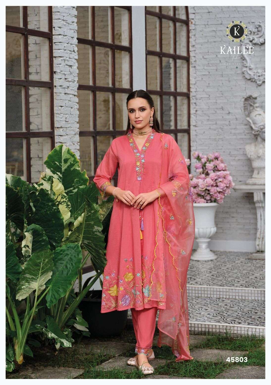 SATRANGI BY KAILEE FASHION IN PURE MUL CHANDERI FANCY FABRICS WITH THERD HAND WORK 