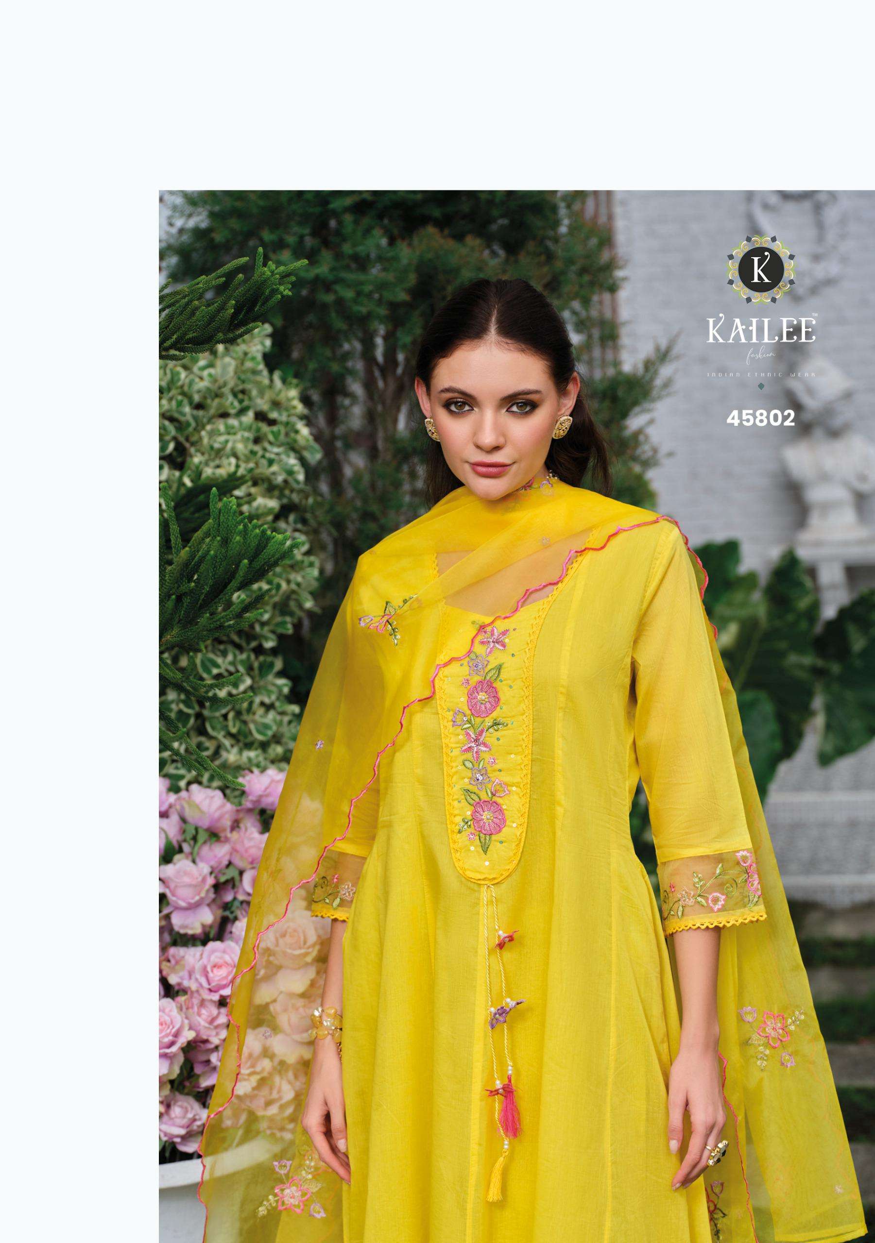 SATRANGI BY KAILEE FASHION IN PURE MUL CHANDERI FANCY FABRICS WITH THERD HAND WORK 