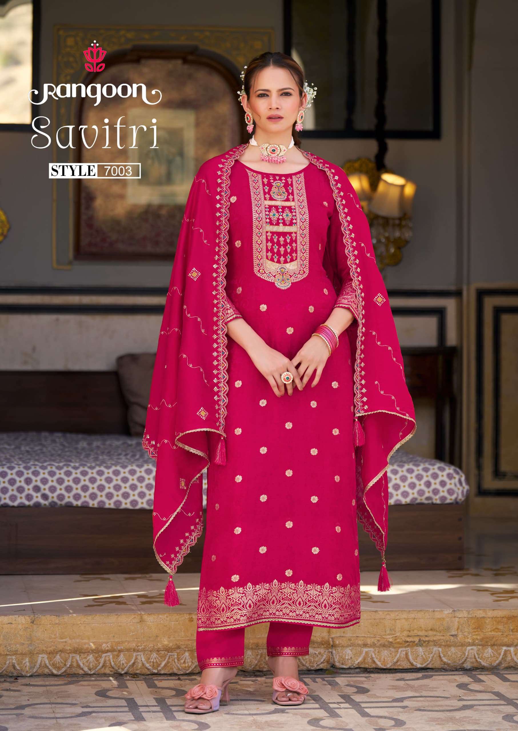 SAVITRI BY RANGOON IN PURE DOLA RUSSIAN JACQUARD WITH KHATLI HAND WORK 