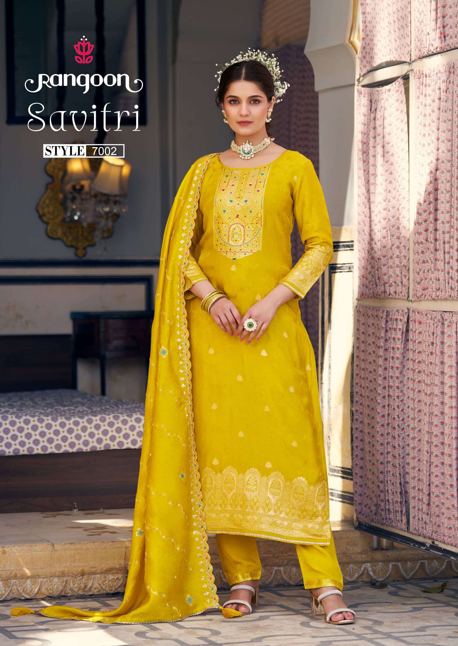 SAVITRI BY RANGOON IN PURE DOLA RUSSIAN JACQUARD WITH KHATLI HAND WORK 
