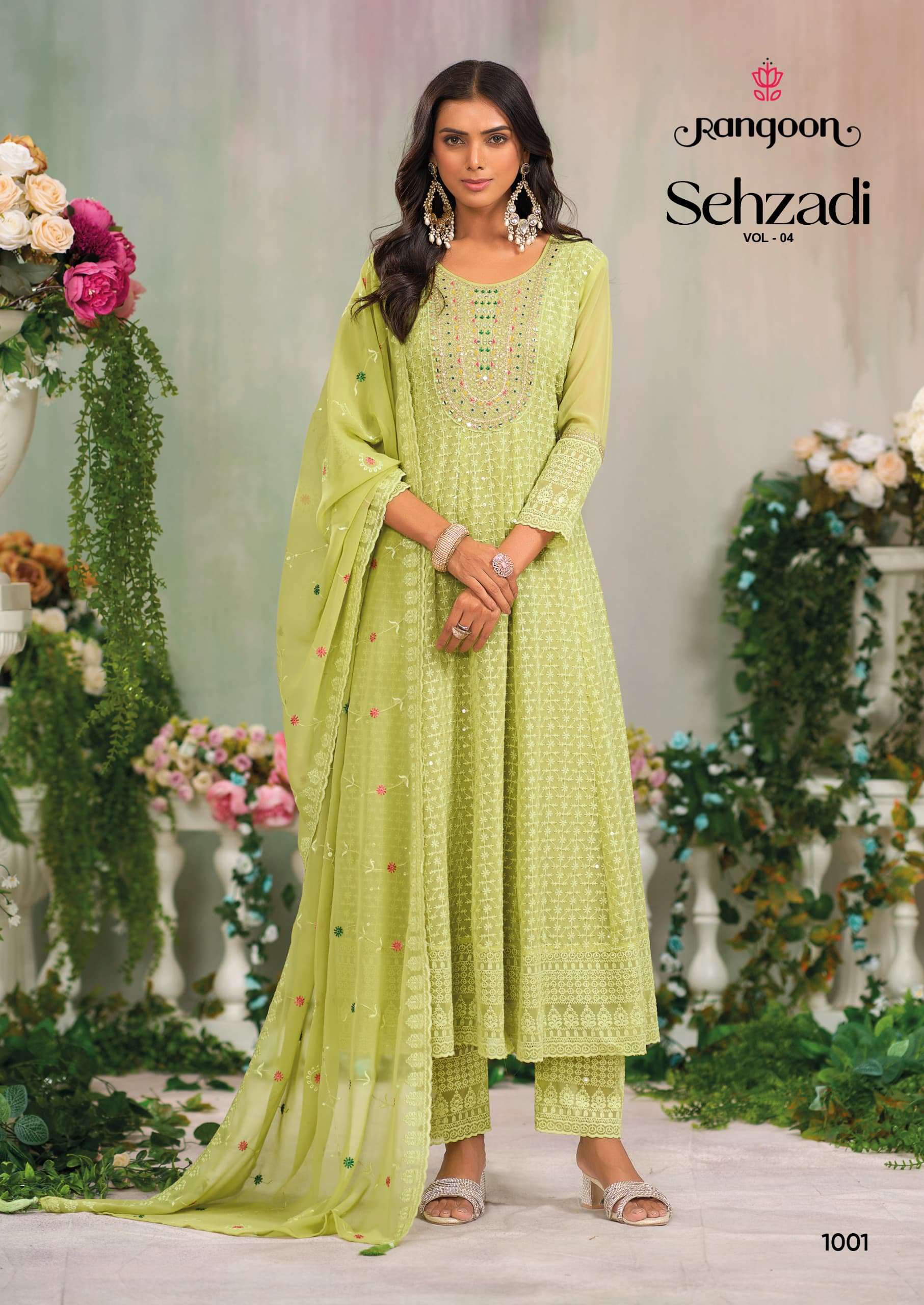 SEHZADI VOL:- 4 BY RANGOO IN SIFLI GEORGATE WITH FANCY NACK HANDWORK ANARKALI STYLE