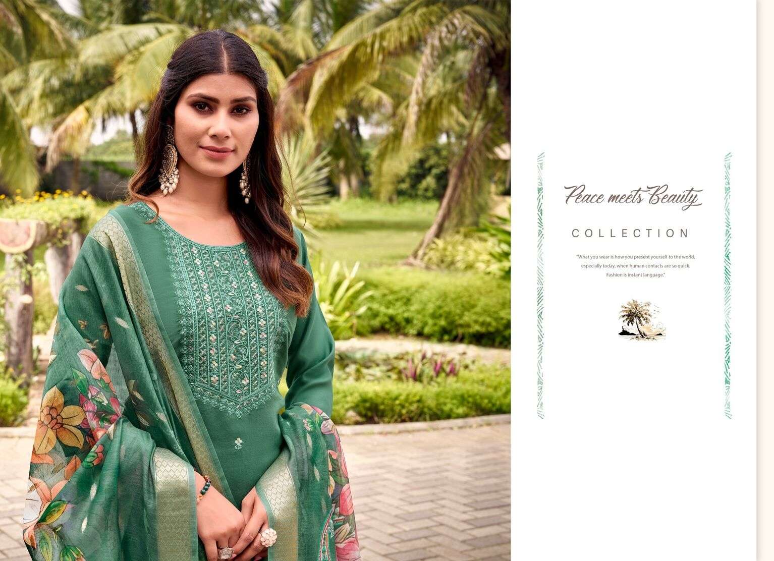 SHAHAR BY ASHWATHA IN LIVA ROMAN SILK WITH JACQUARD BUTTI DIGITAL DUPATTA POCKETS IN PANTS