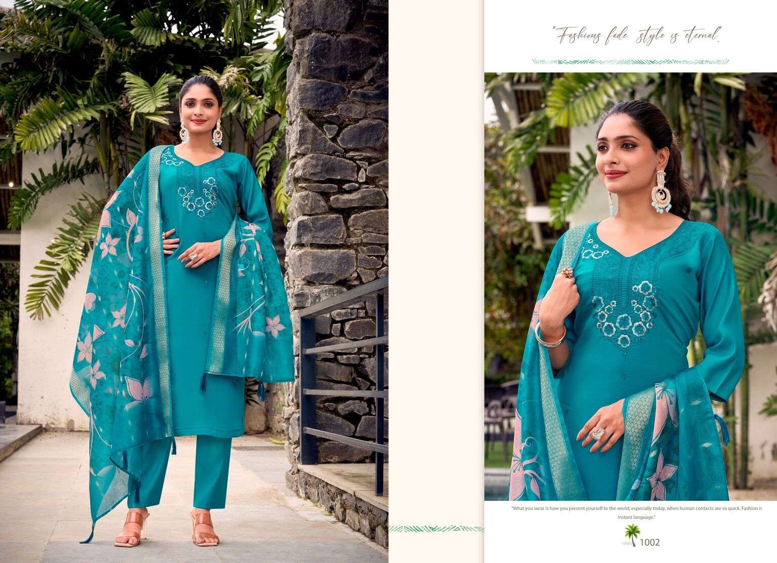 SHAHAR BY ASHWATHA IN LIVA ROMAN SILK WITH JACQUARD BUTTI DIGITAL DUPATTA POCKETS IN PANTS