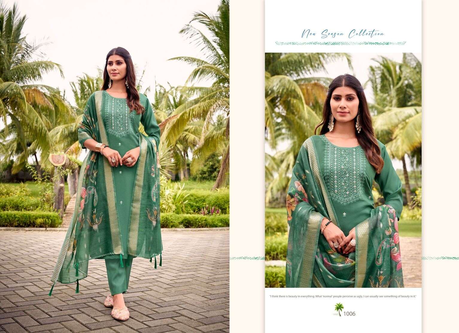 SHAHAR BY ASHWATHA IN LIVA ROMAN SILK WITH JACQUARD BUTTI DIGITAL DUPATTA POCKETS IN PANTS