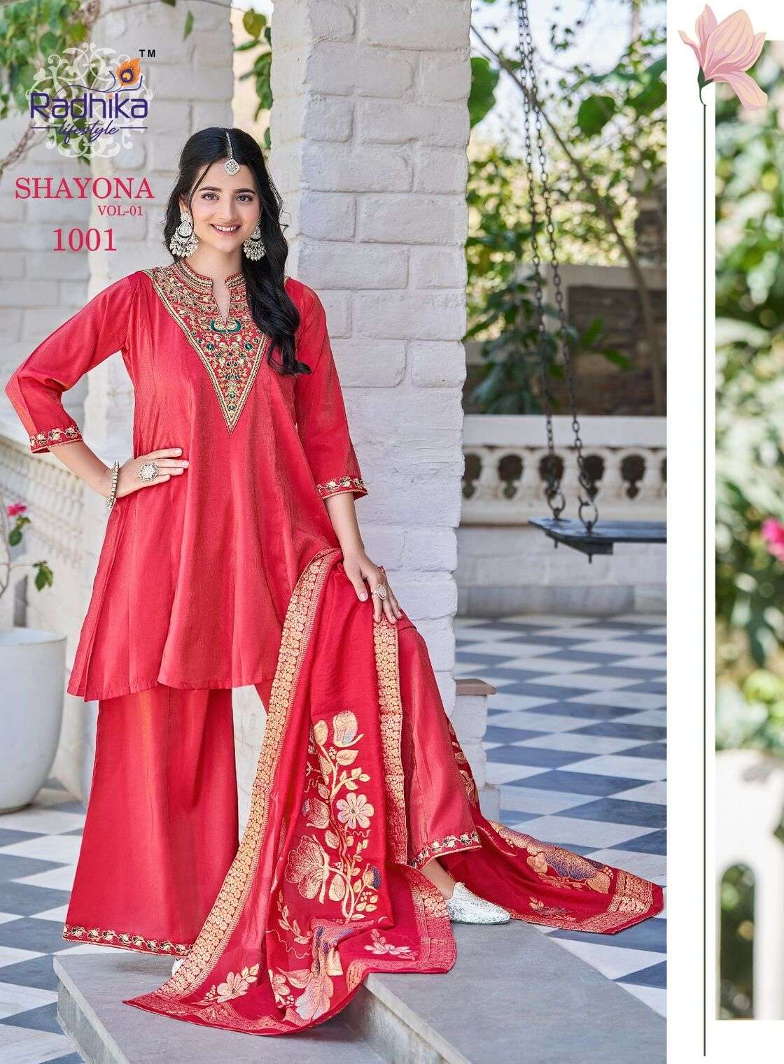 SHAYONA VOL-1 BY RADHIKA LIFESTYLE IN HEAVY SIMAR WITH WORK AND JACQUARD DUPPTTA