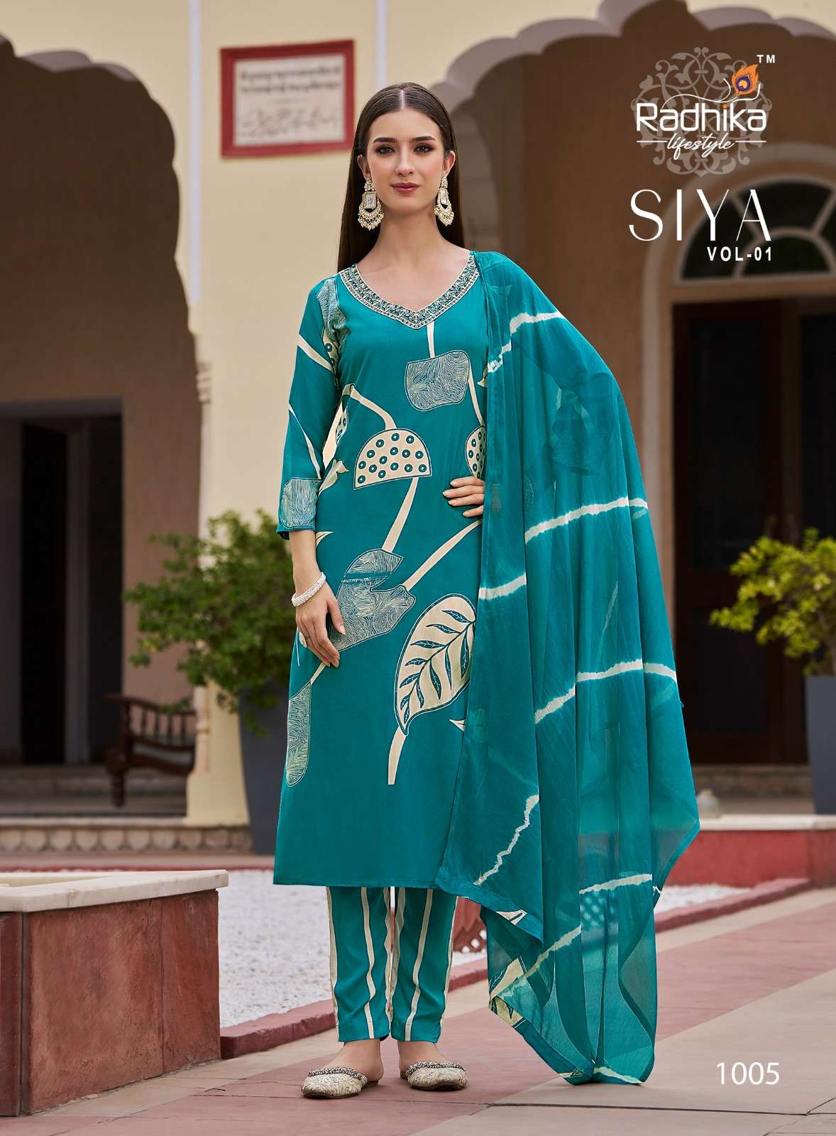 SIYA VOL-1 BY RADHIKA LIFESTYLE IN HEAVY DISCHARGE RAYON FOIL PRINT WITH EMBROIDERY WORK