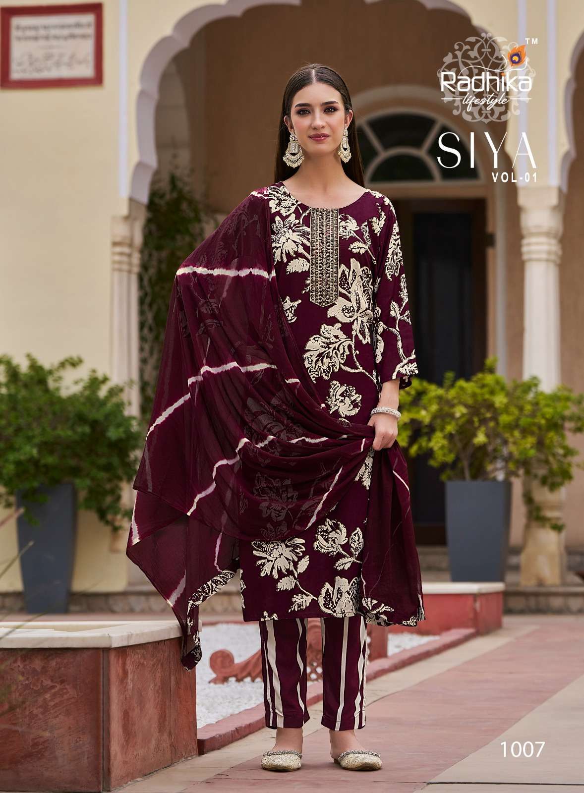 SIYA VOL-1 BY RADHIKA LIFESTYLE IN HEAVY DISCHARGE RAYON FOIL PRINT WITH EMBROIDERY WORK
