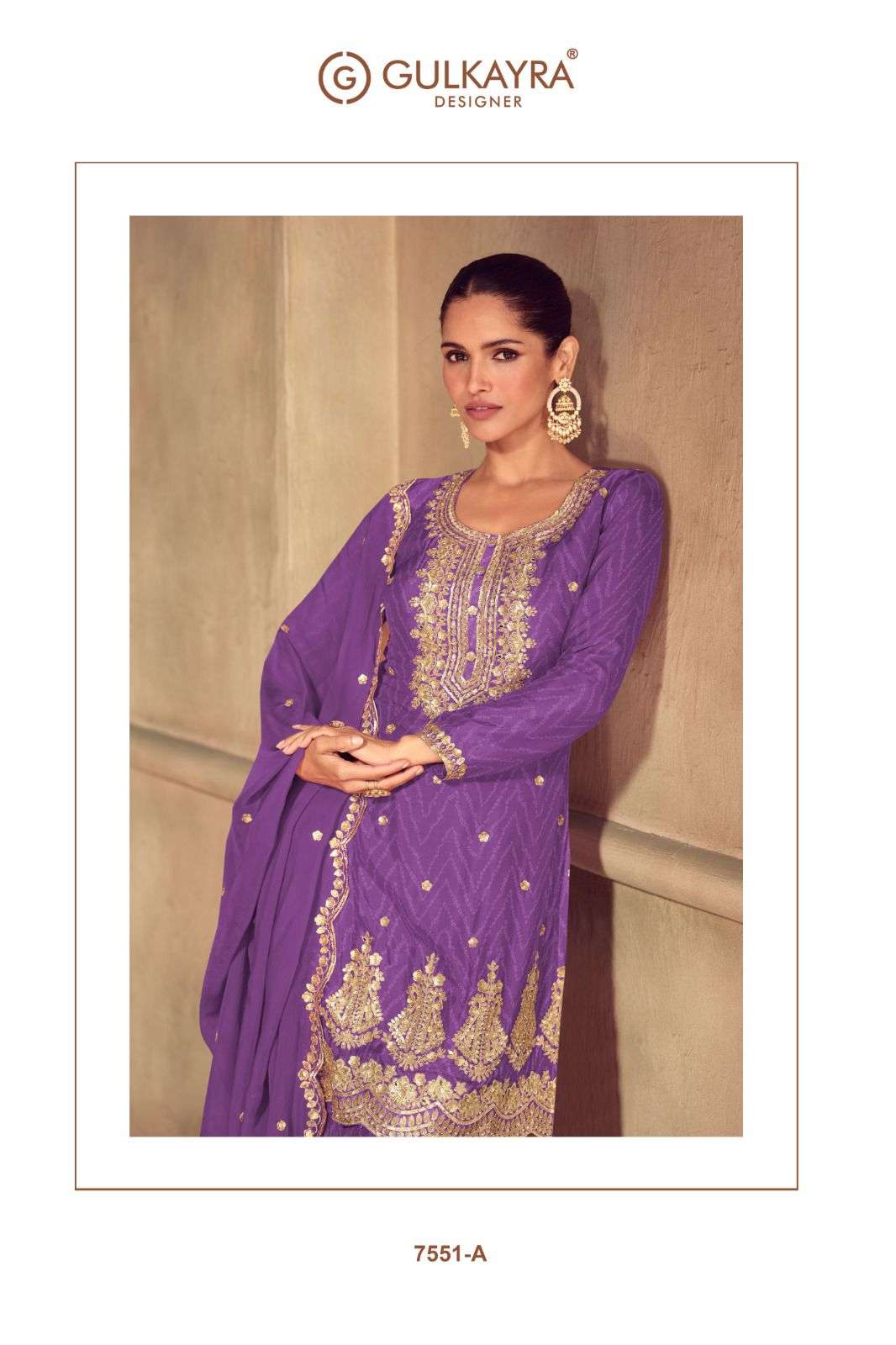 SONIKA BY GULKAYRA DESIGNER IN REAL CHINON WITH DIGITAL PRINT AND EMBROIDERY WORK 