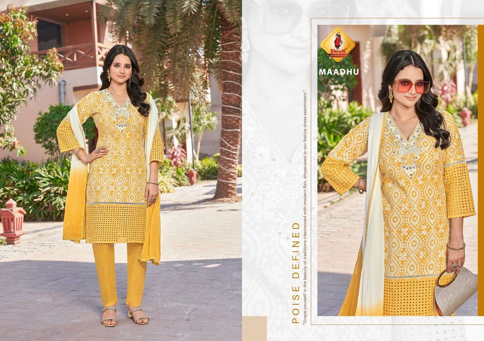 SUMMER SHADES BY SHRUTI SUIT IN PURE CAMBRIC COTTON WITH MIRROR EMBROIDERY WORK 