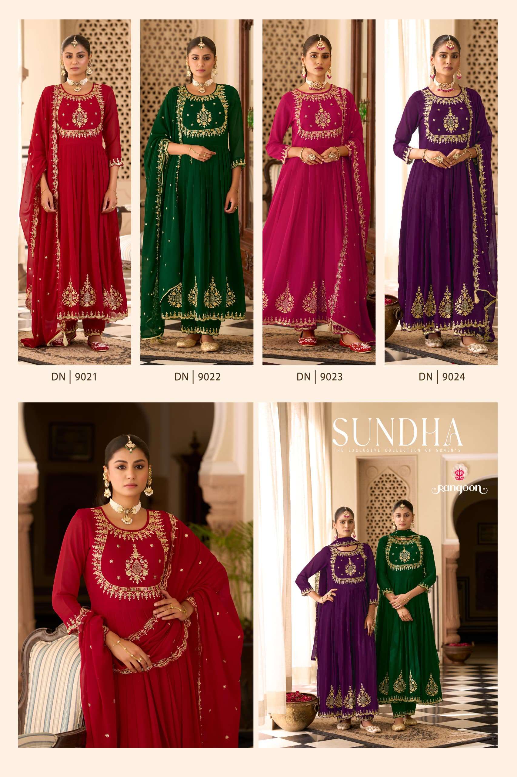 SUNDHA BY RANGOON IN ANARKALI STYLE GEORGETTE WITH FANCY WORK AND FULL INNER 