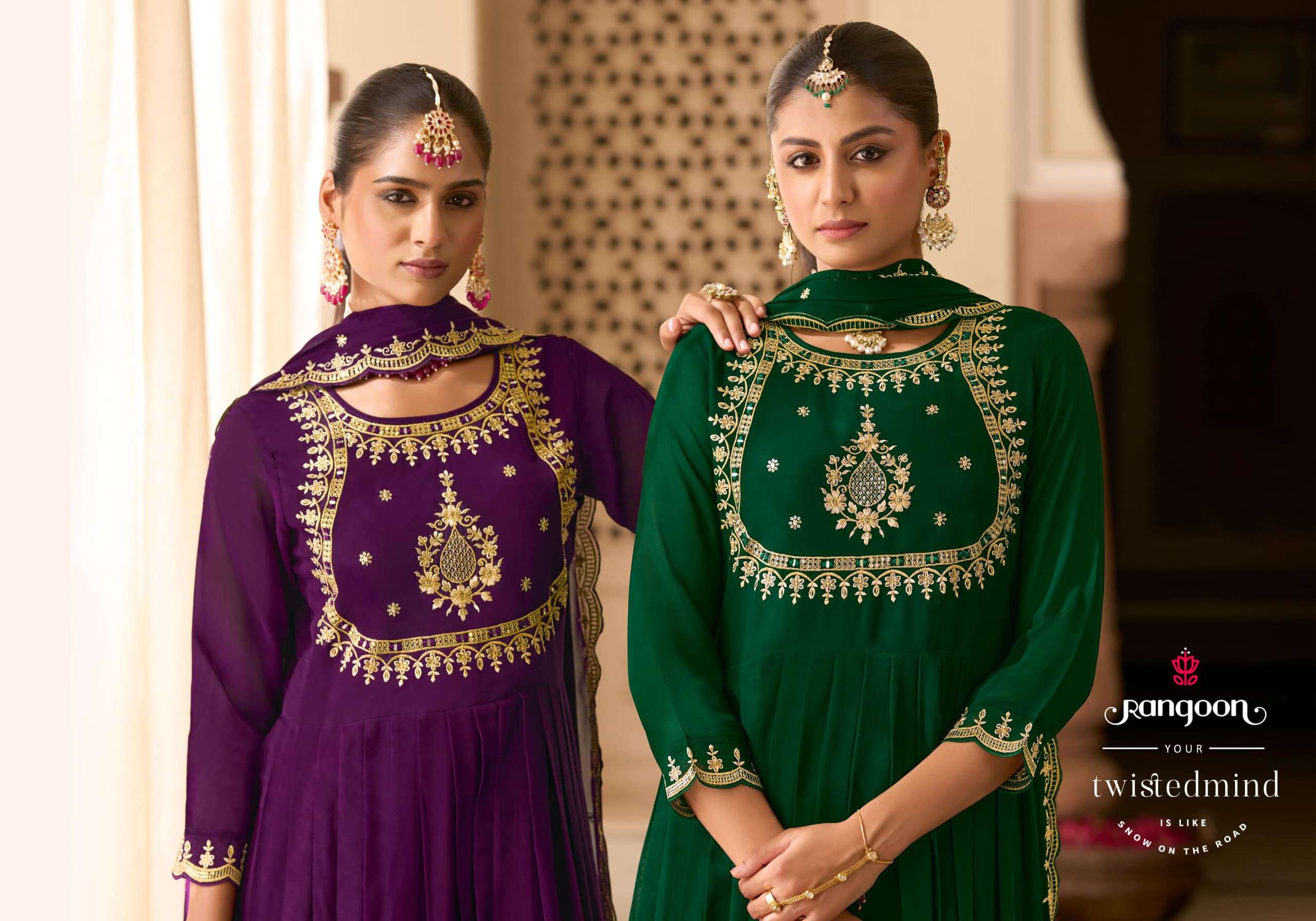 SUNDHA BY RANGOON IN ANARKALI STYLE GEORGETTE WITH FANCY WORK AND FULL INNER 