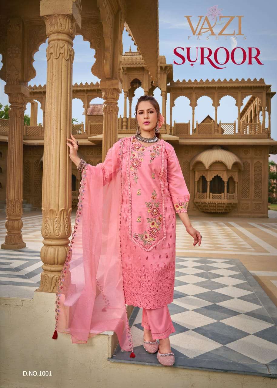 SUROOR BY VAZI FASHION IN PURE MUL CHANDERI WITH DESGINER FANCY THERD WORK 