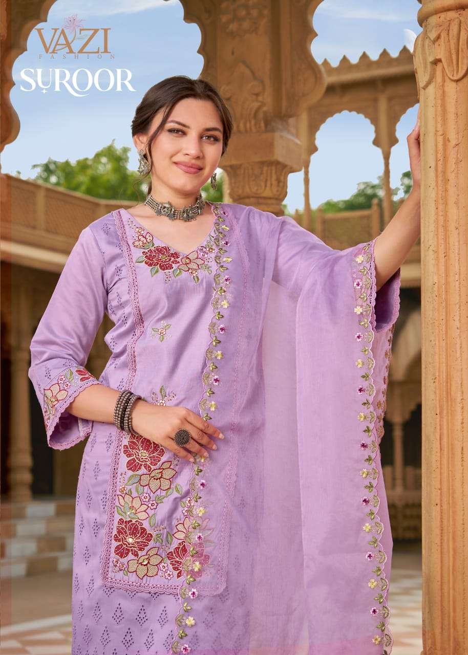 SUROOR BY VAZI FASHION IN PURE MUL CHANDERI WITH DESGINER FANCY THERD WORK 